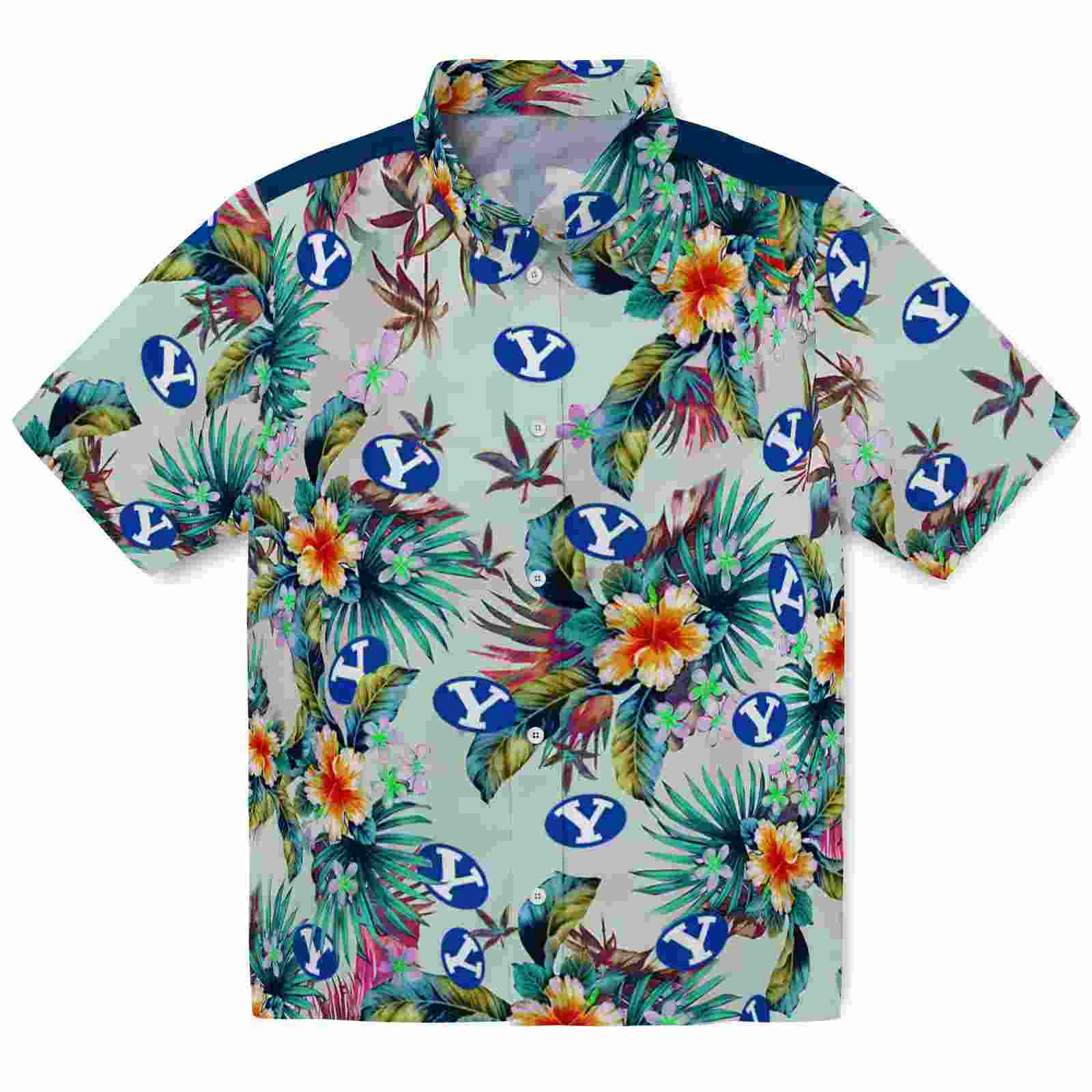 BYU Cougars Tropical Foliage Green Hawaiian Shirt