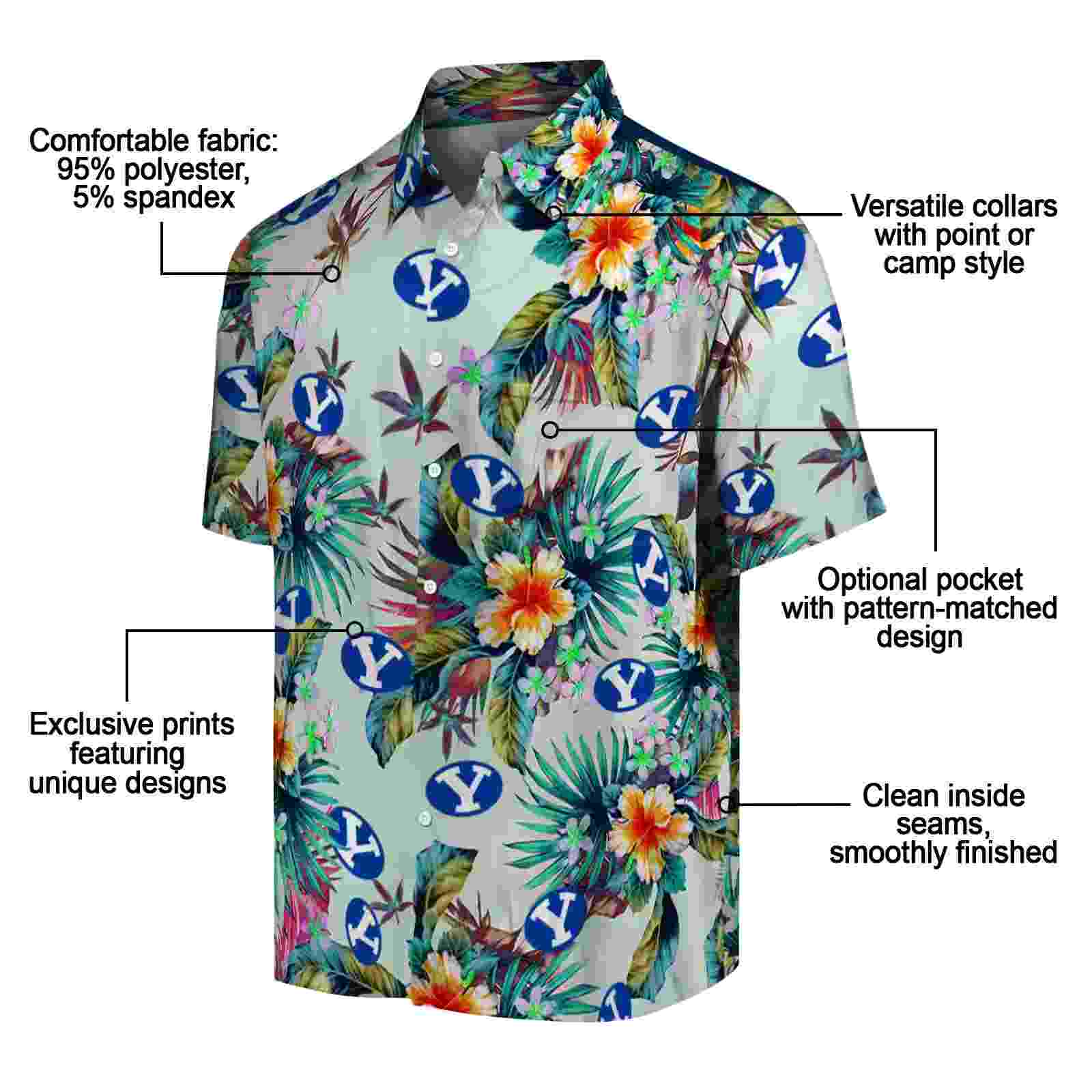 byu cougars tropical foliage green hawaiian shirt new arrival