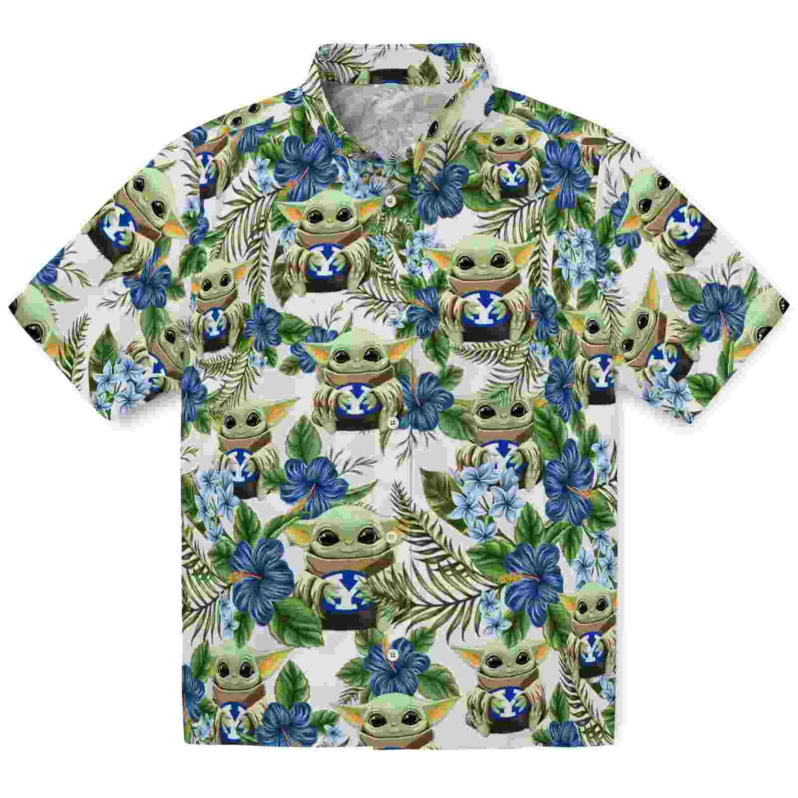 BYU Cougars Tropical Yoda Green Hawaiian Shirt