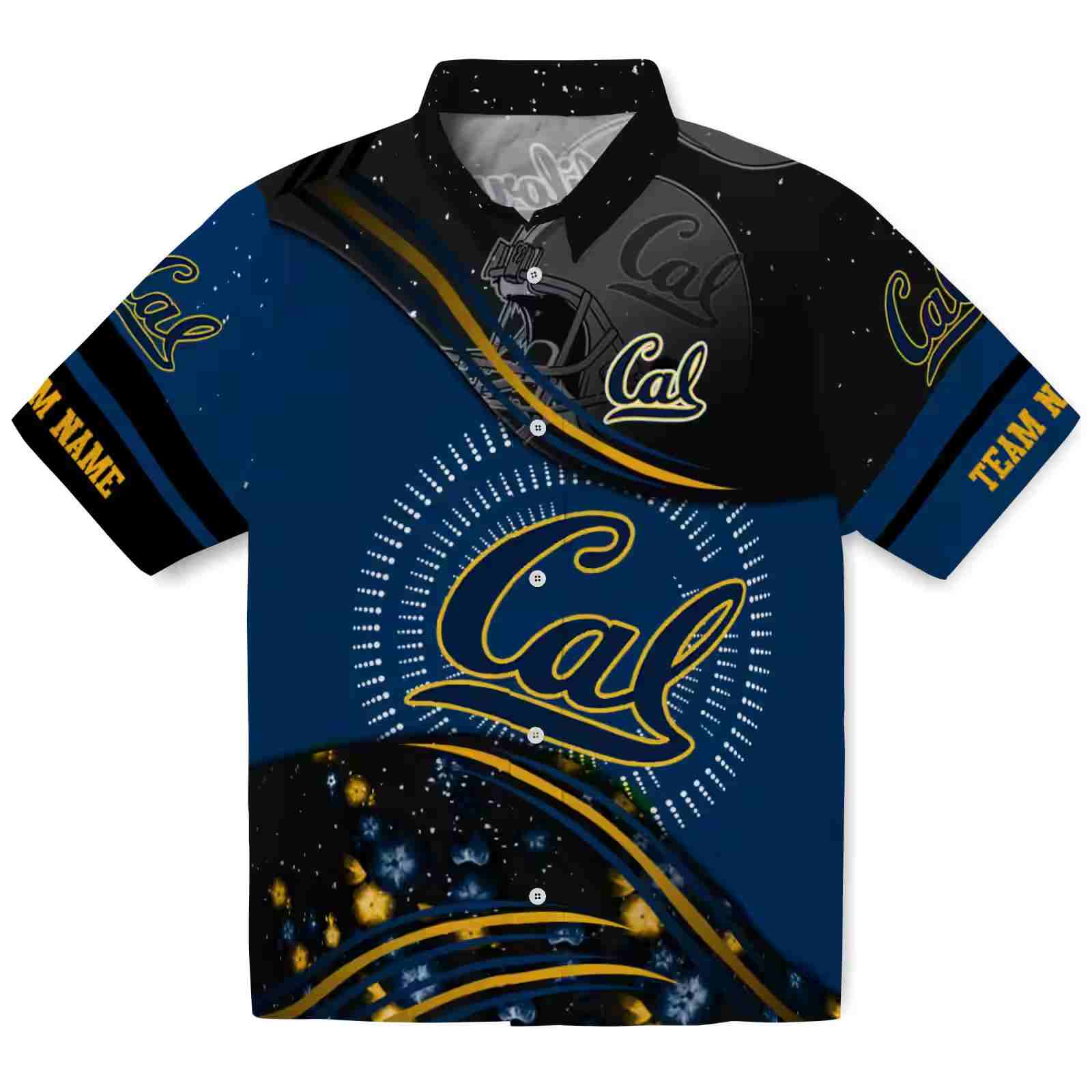 California Golden Bears Football Wave Blue Black Hawaiian Shirt