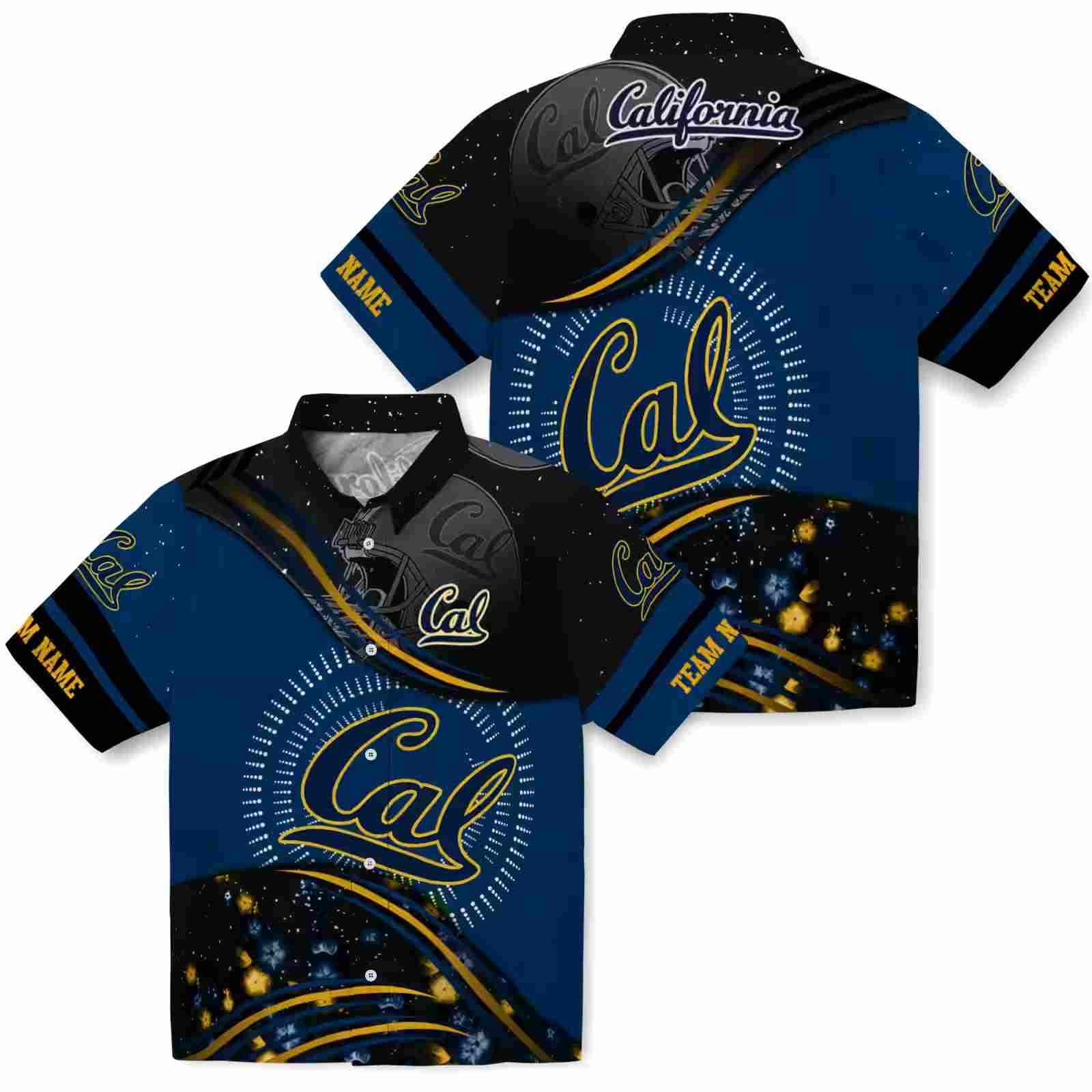 california golden bears football wave blue black hawaiian shirt high quality