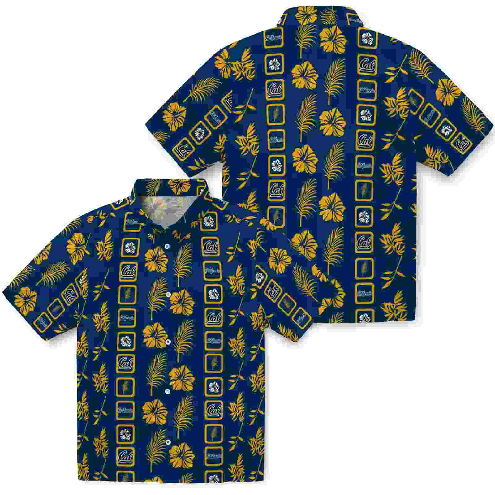 california golden bears framed floral blue hawaiian shirt high quality