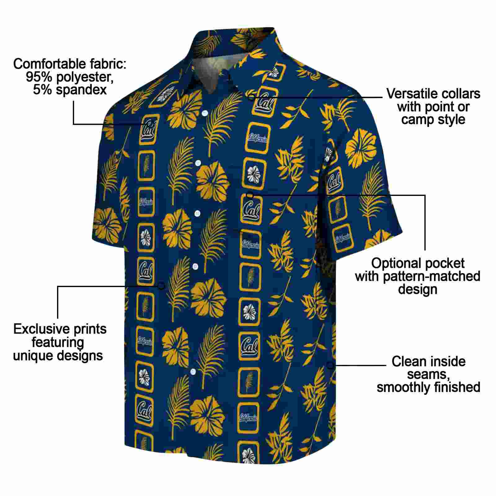 california golden bears framed floral blue hawaiian shirt new arrival