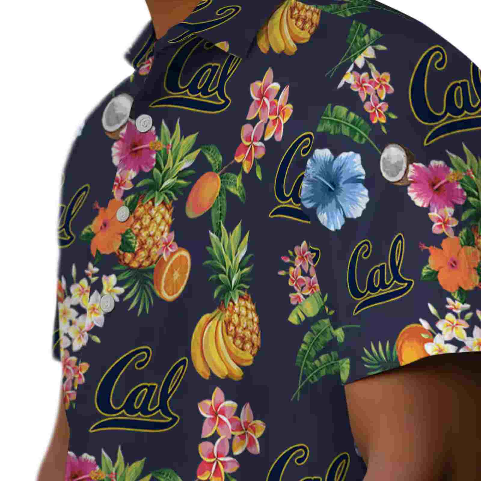 california golden bears hibiscus and fruit navy blue hawaiian shirt trendy