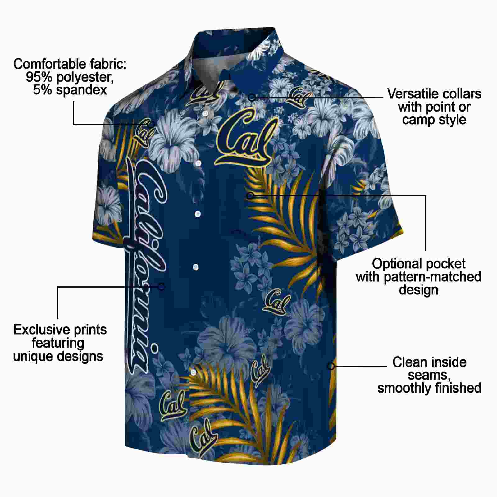 california golden bears hibiscus print blue hawaiian shirt new arrival