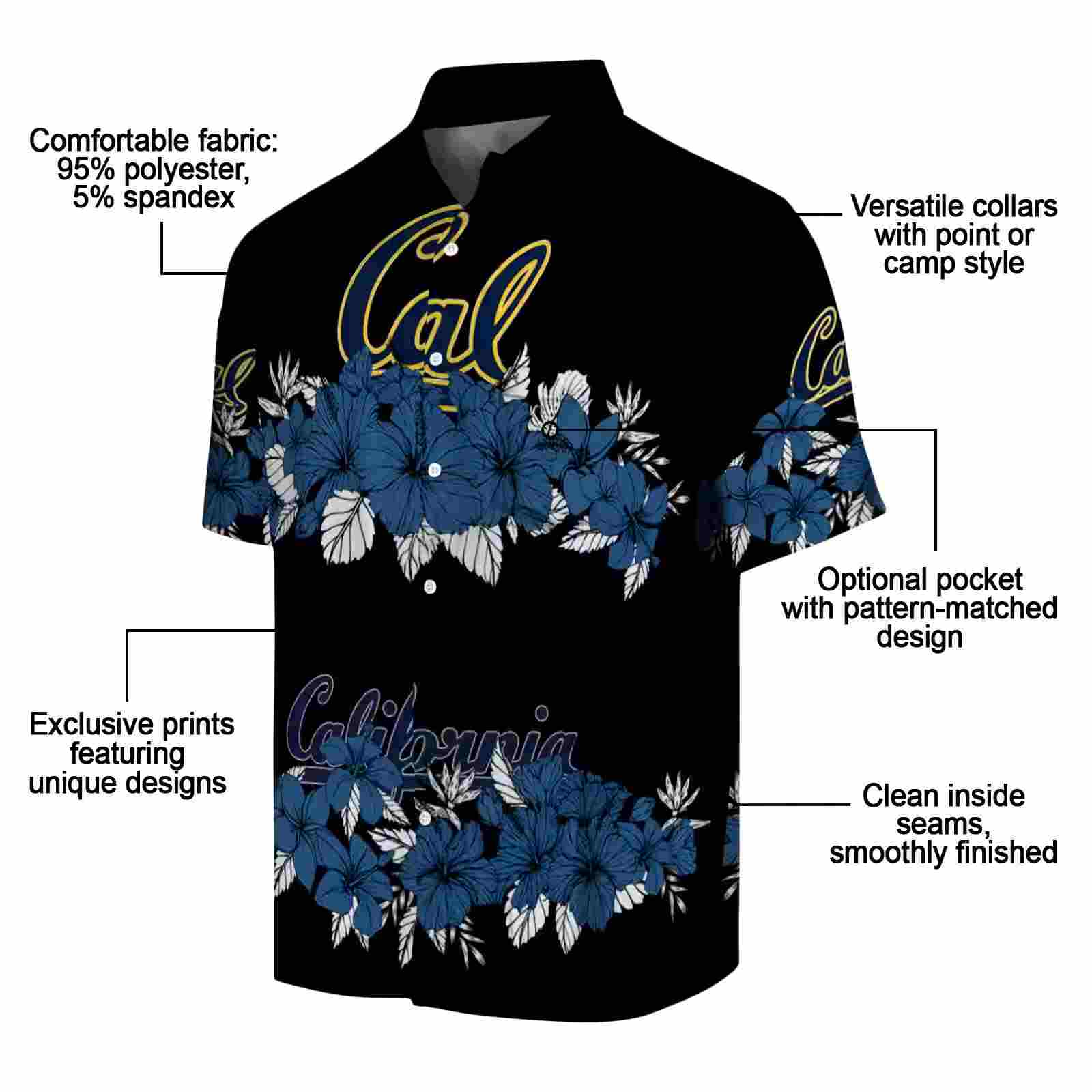 california golden bears hibiscus stripe blue black hawaiian shirt new arrival