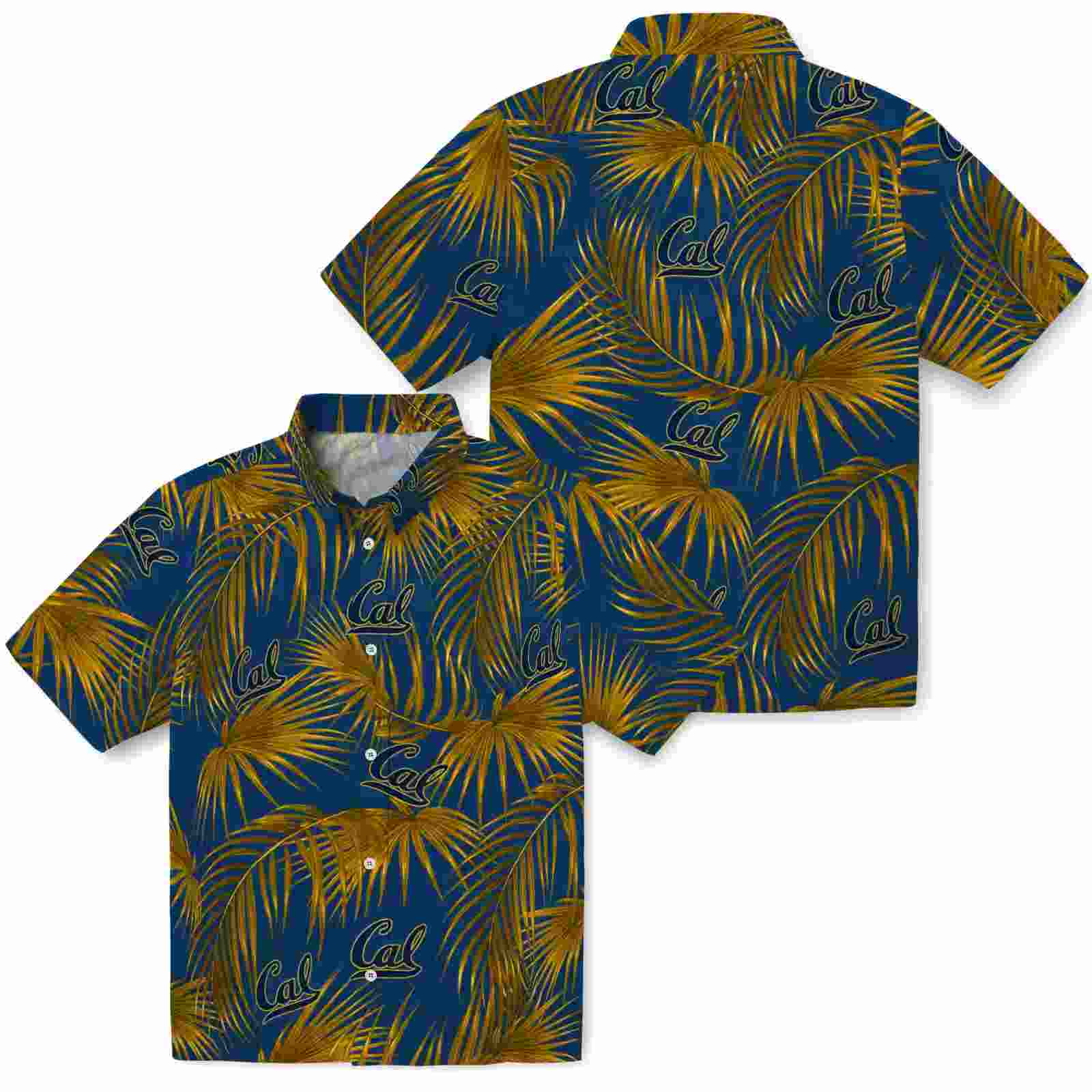 california golden bears leafy palms blue hawaiian shirt high quality