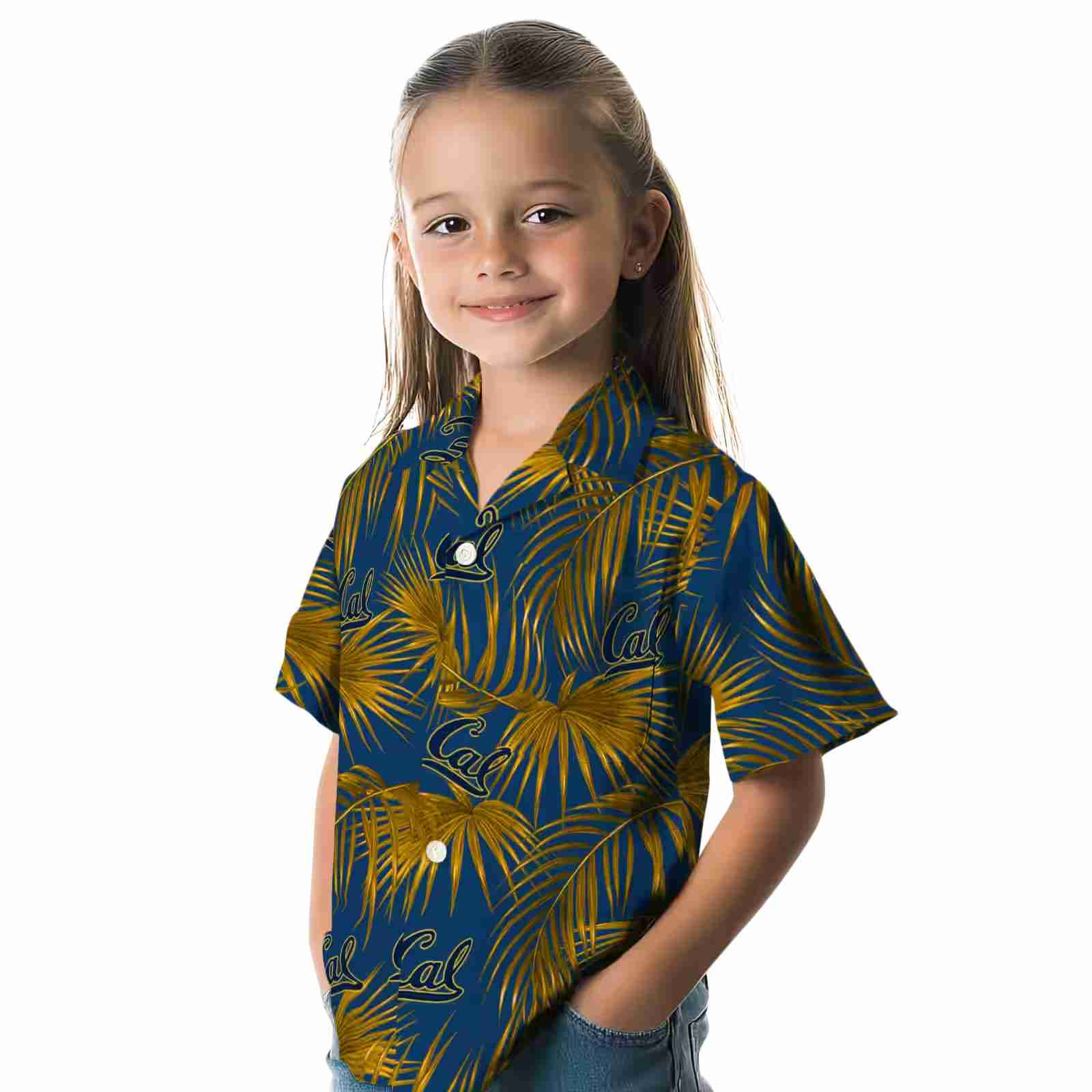 california golden bears leafy palms blue hawaiian shirt premium grade