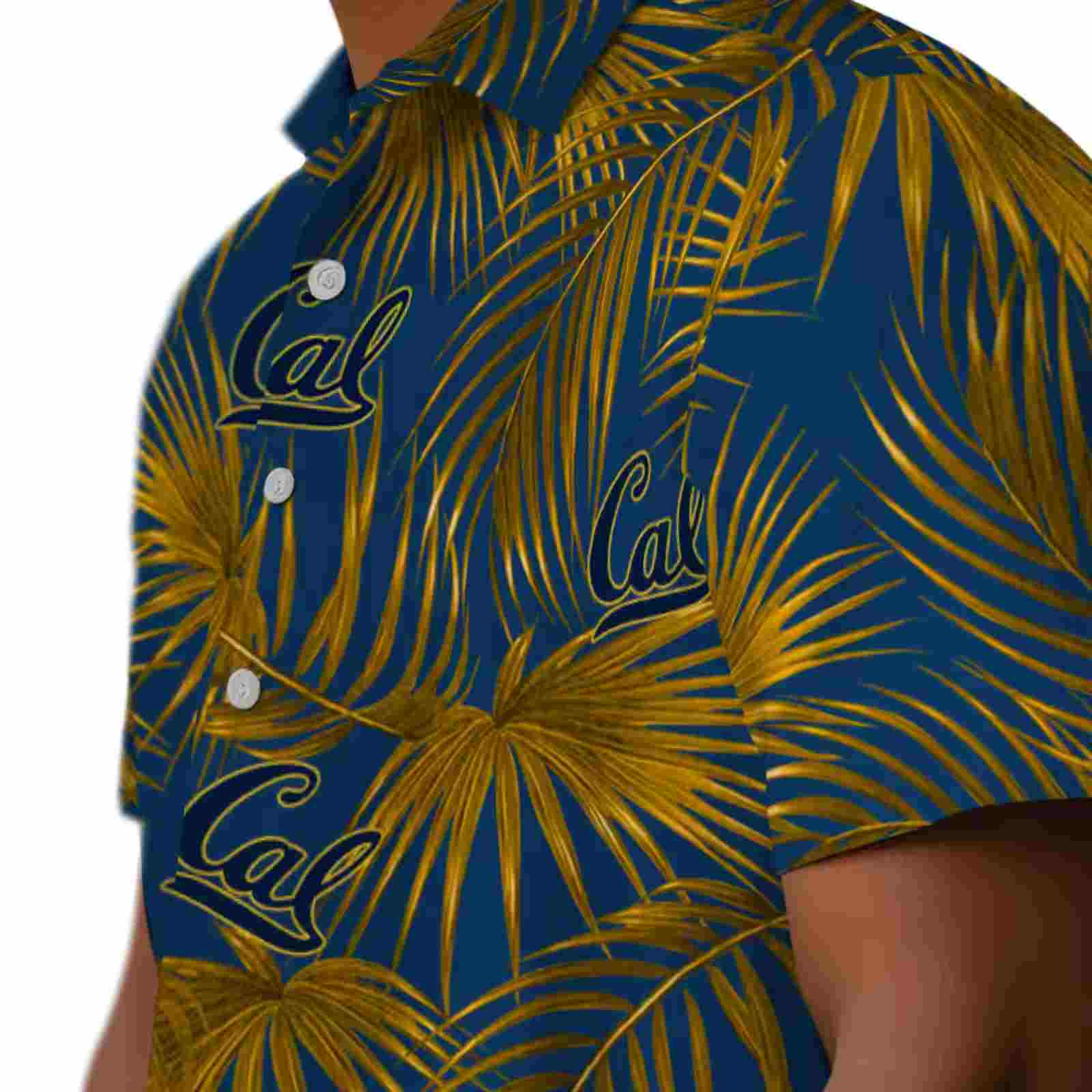 california golden bears leafy palms blue hawaiian shirt trendy