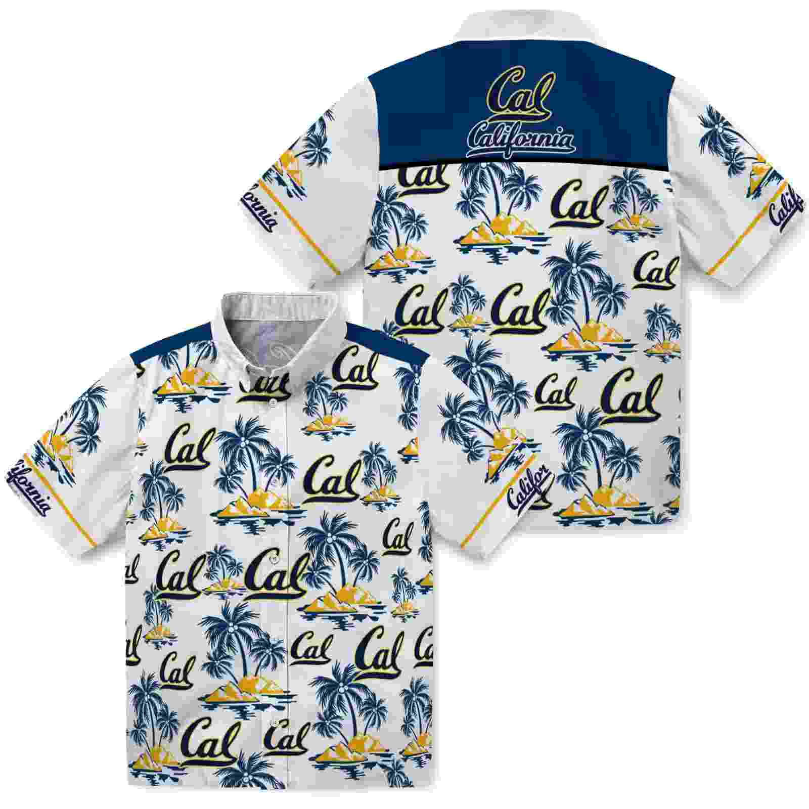 california golden bears palm island print blue white hawaiian shirt high quality