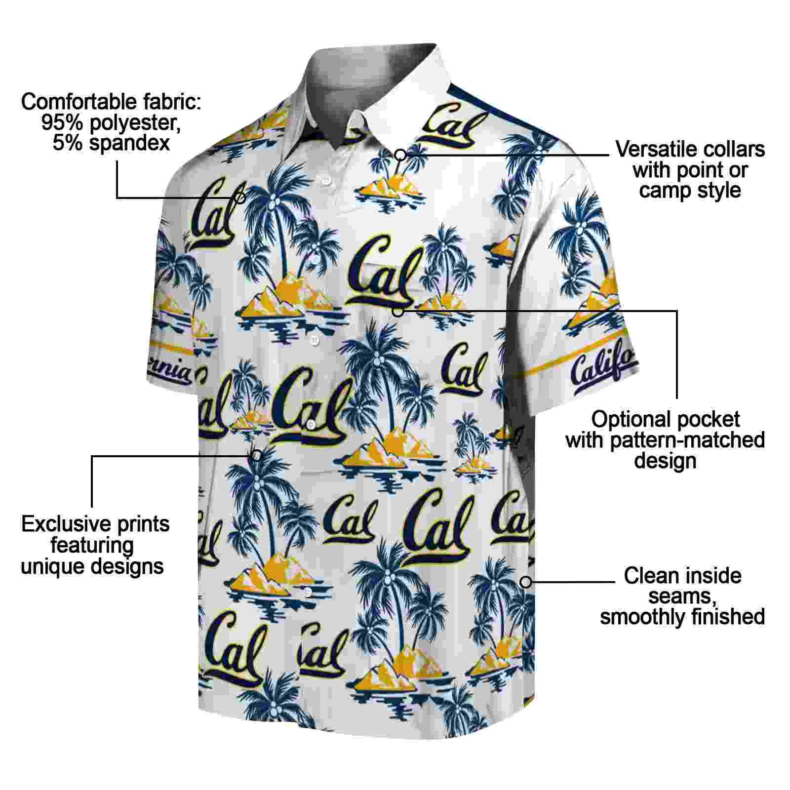 california golden bears palm island print blue white hawaiian shirt new arrival