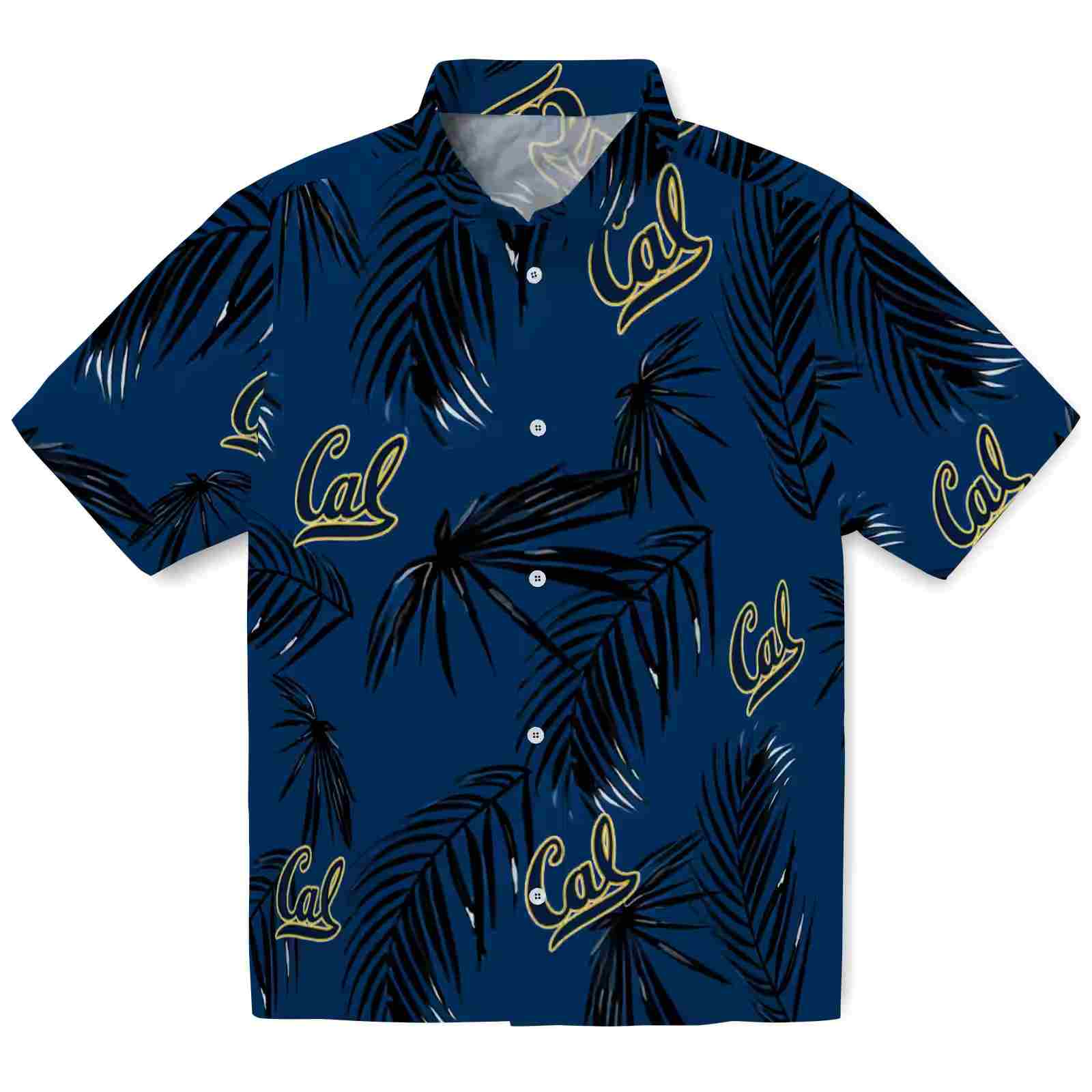 California Golden Bears Palm Leaf Blue Hawaiian Shirt