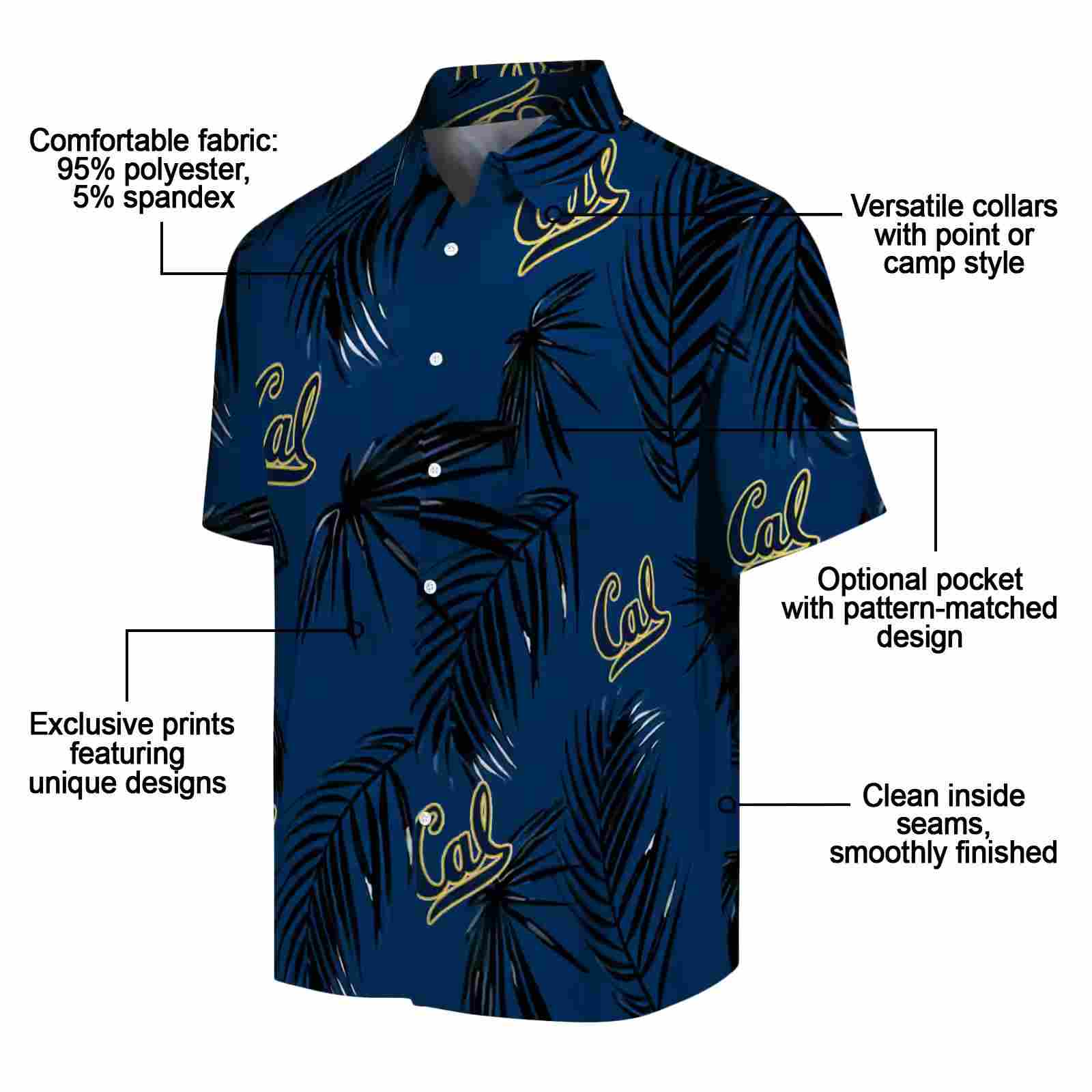 california golden bears palm leaf blue hawaiian shirt new arrival