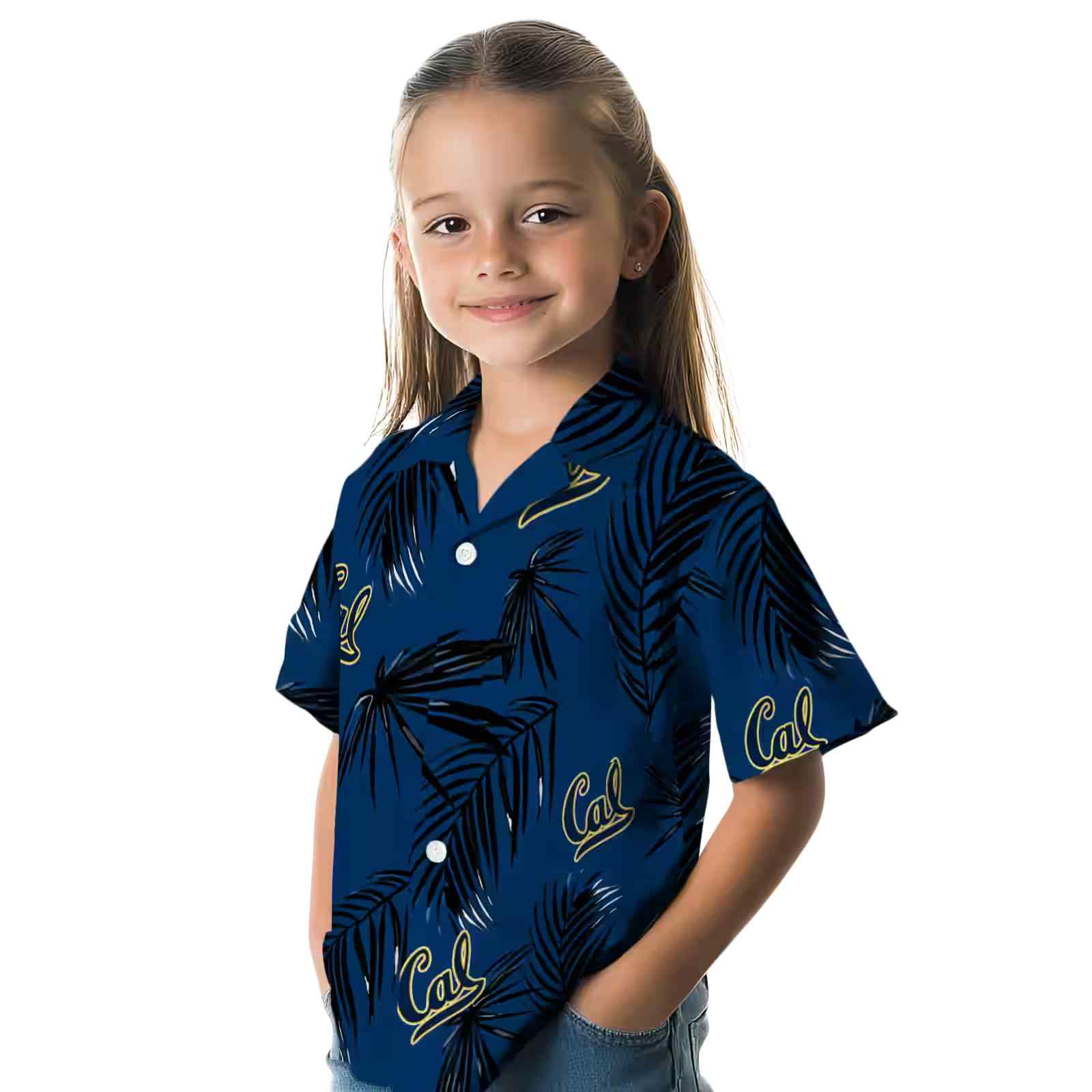 california golden bears palm leaf blue hawaiian shirt premium grade