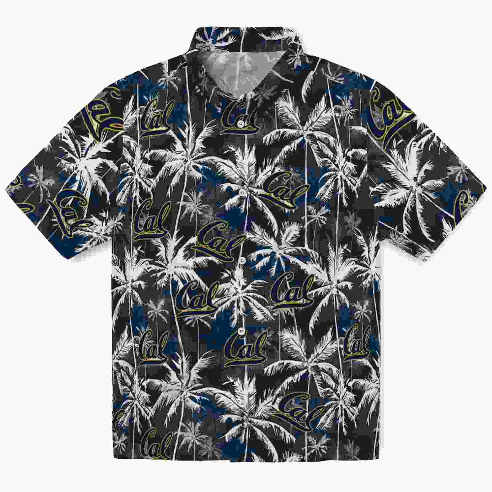 California Golden Bears Palm Pattern Blue Black Hawaiian Shirt