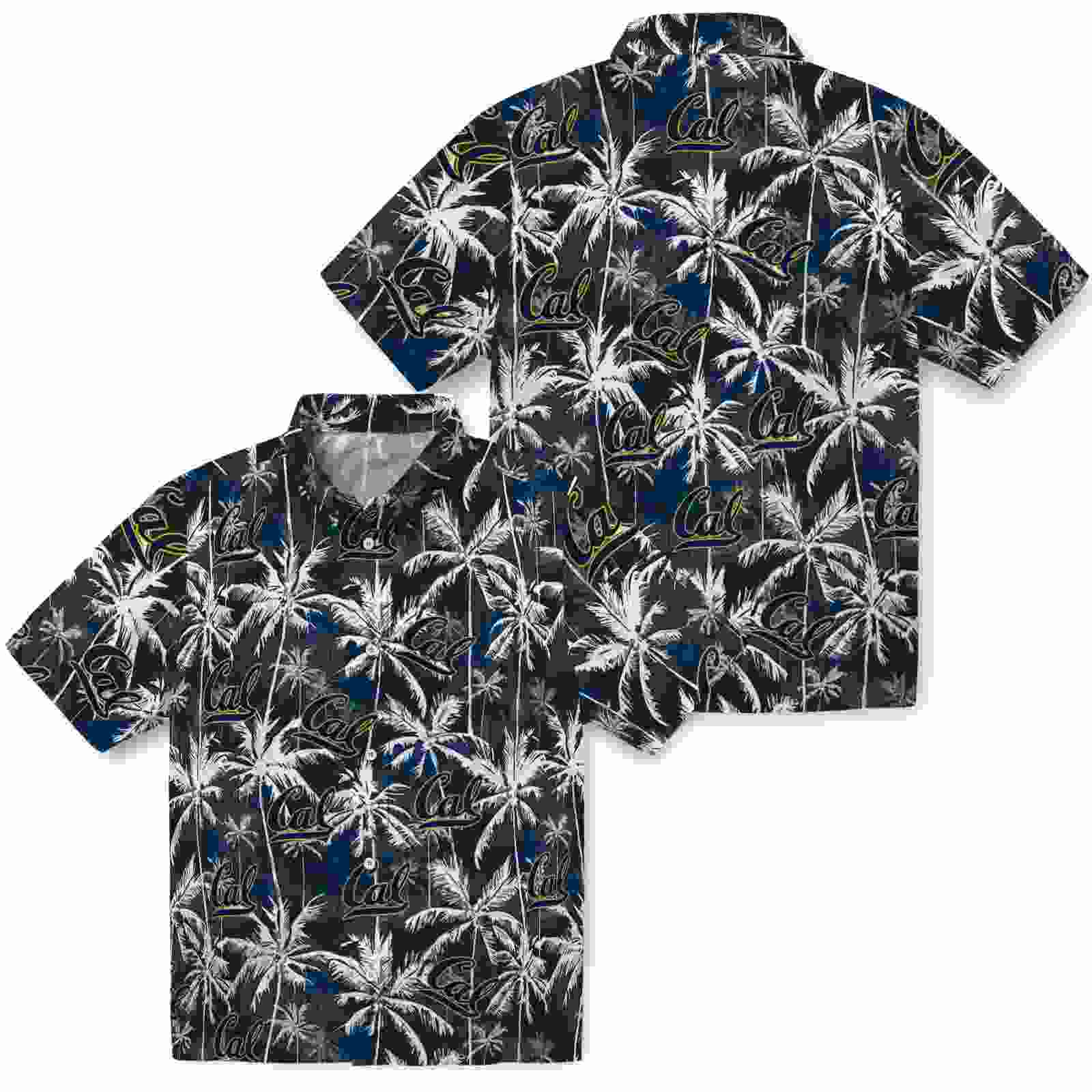 california golden bears palm pattern blue black hawaiian shirt high quality