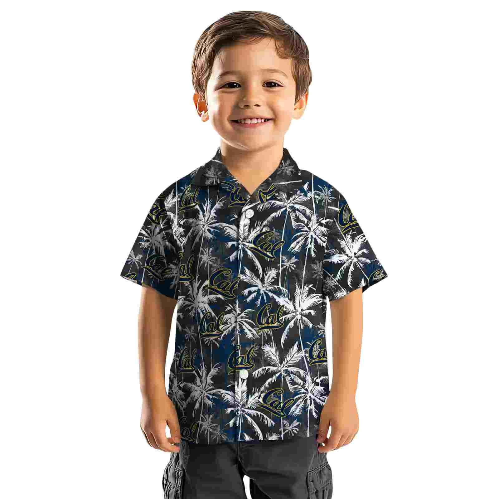 california golden bears palm pattern blue black hawaiian shirt top rated