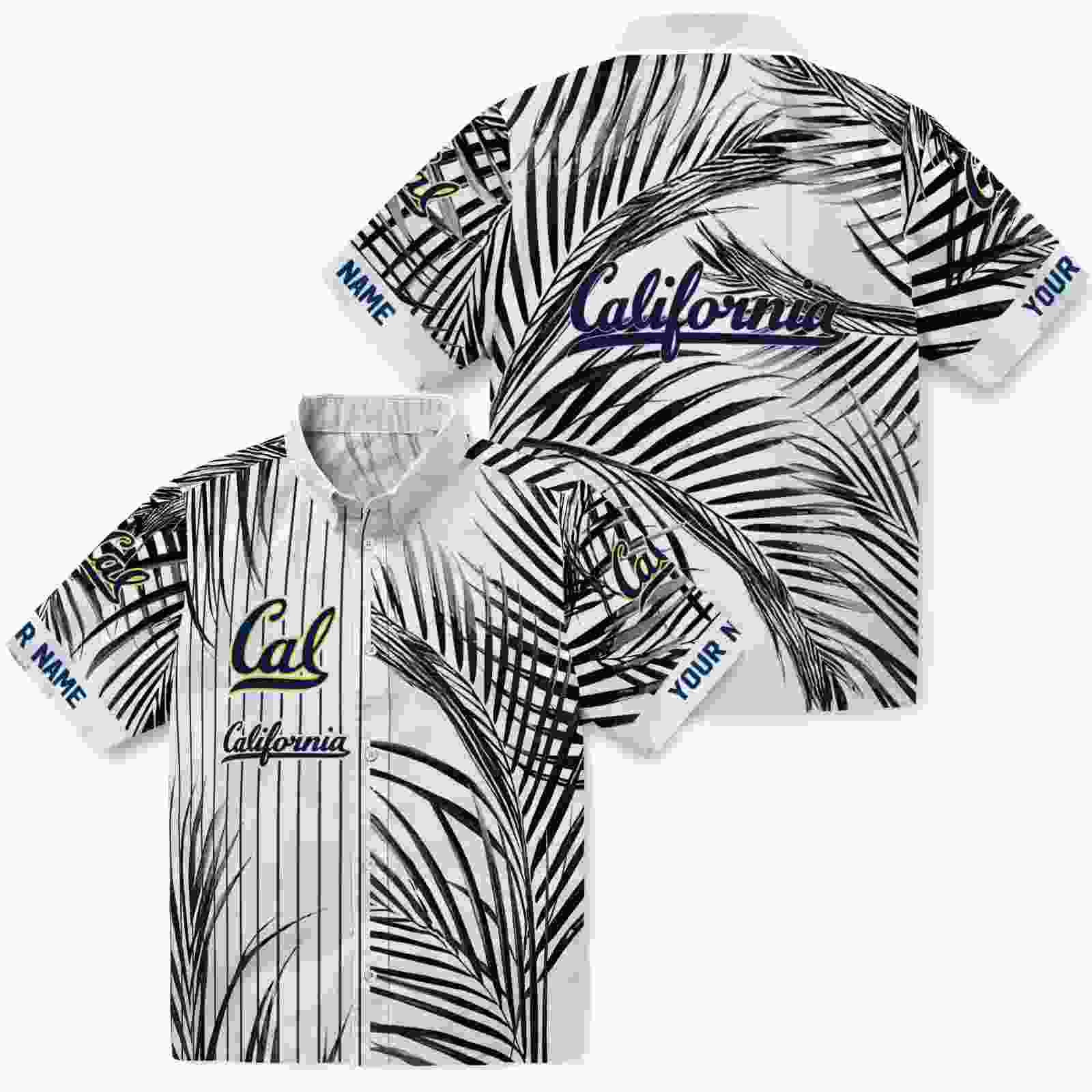 california golden bears palm stripes blue black white hawaiian shirt high quality