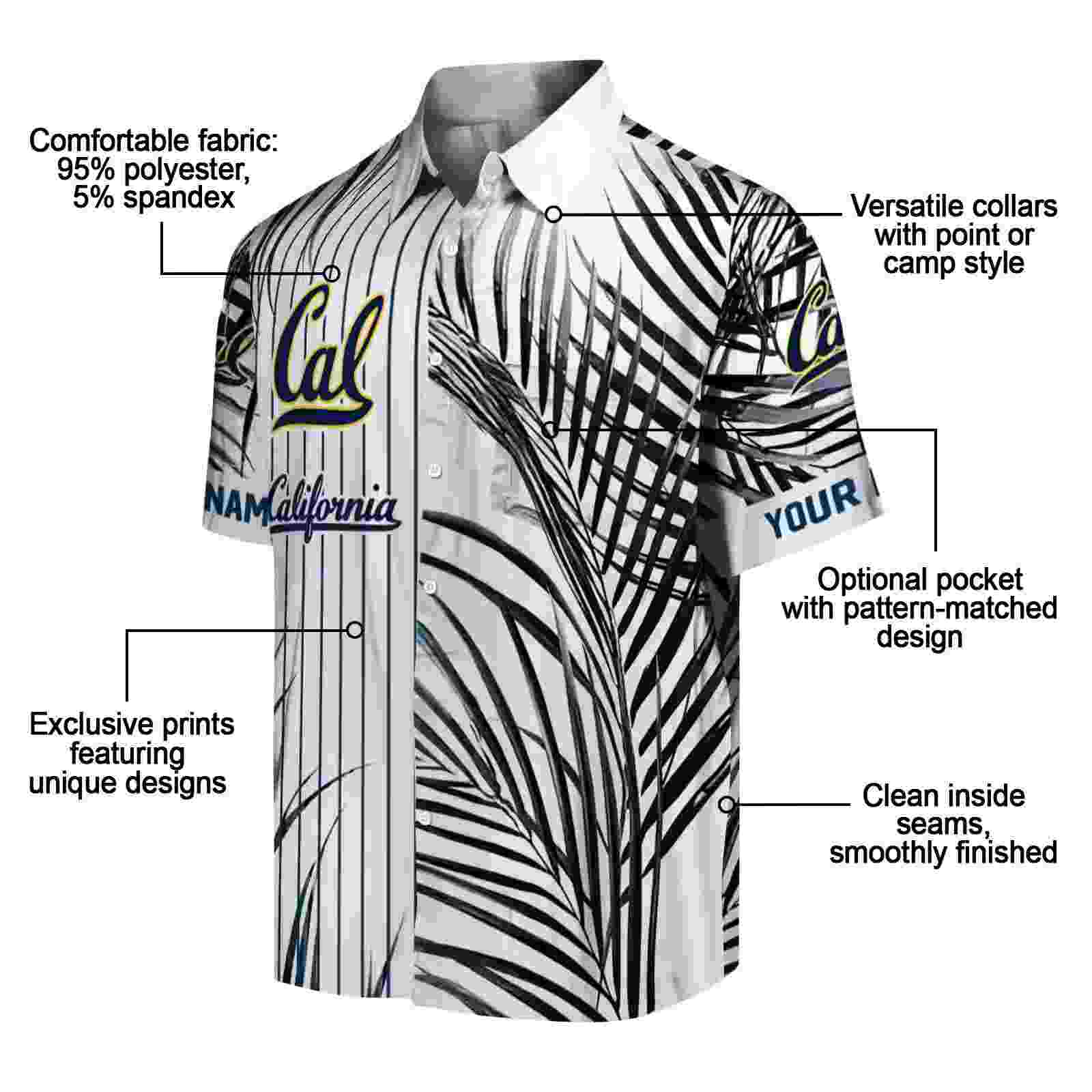 california golden bears palm stripes blue black white hawaiian shirt new arrival