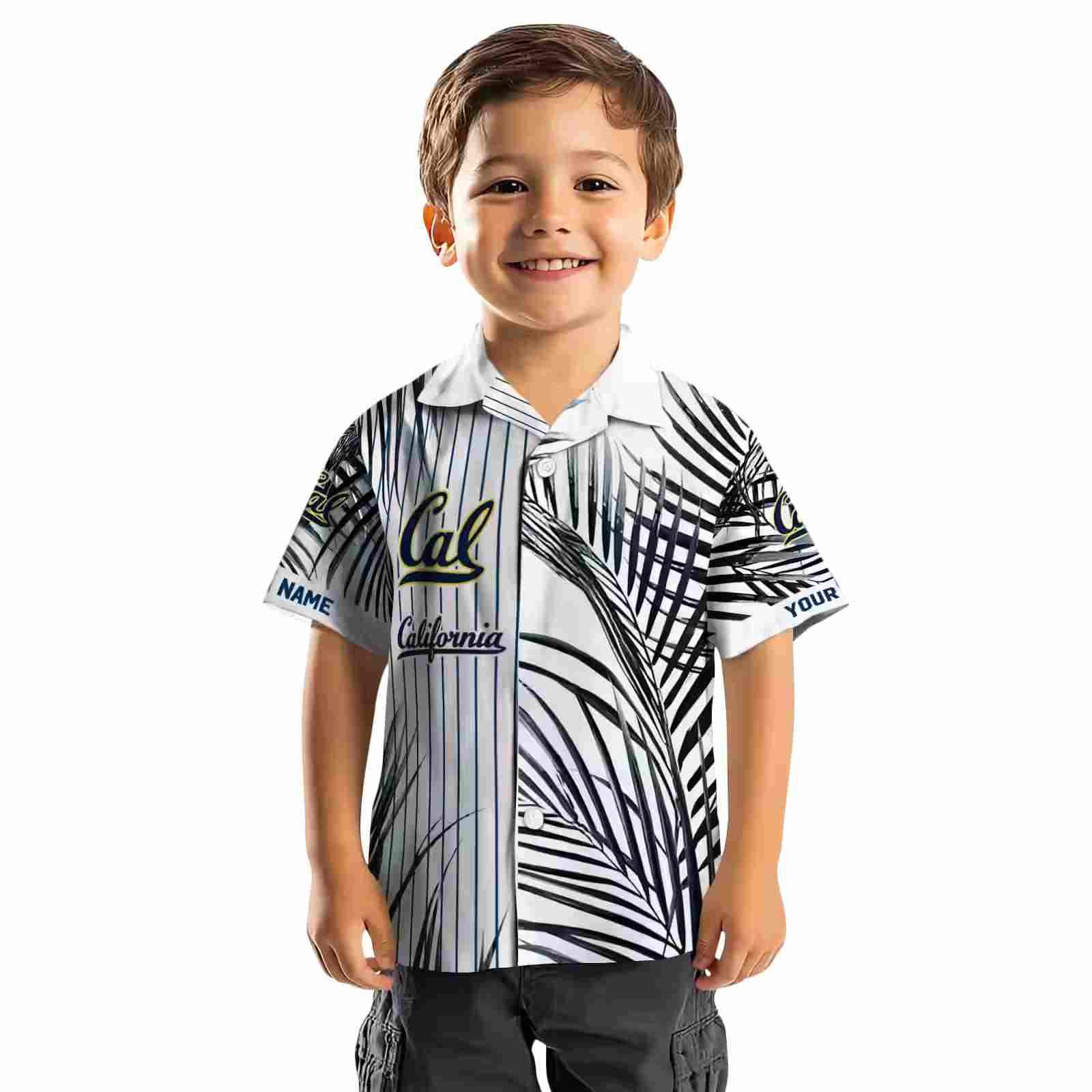 california golden bears palm stripes blue black white hawaiian shirt top rated