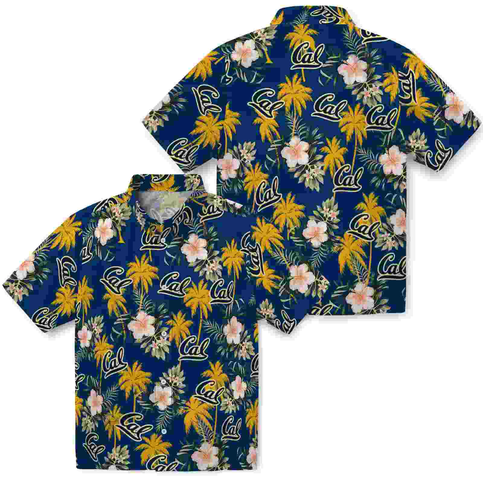 california golden bears palm tree flower blue hawaiian shirt high quality