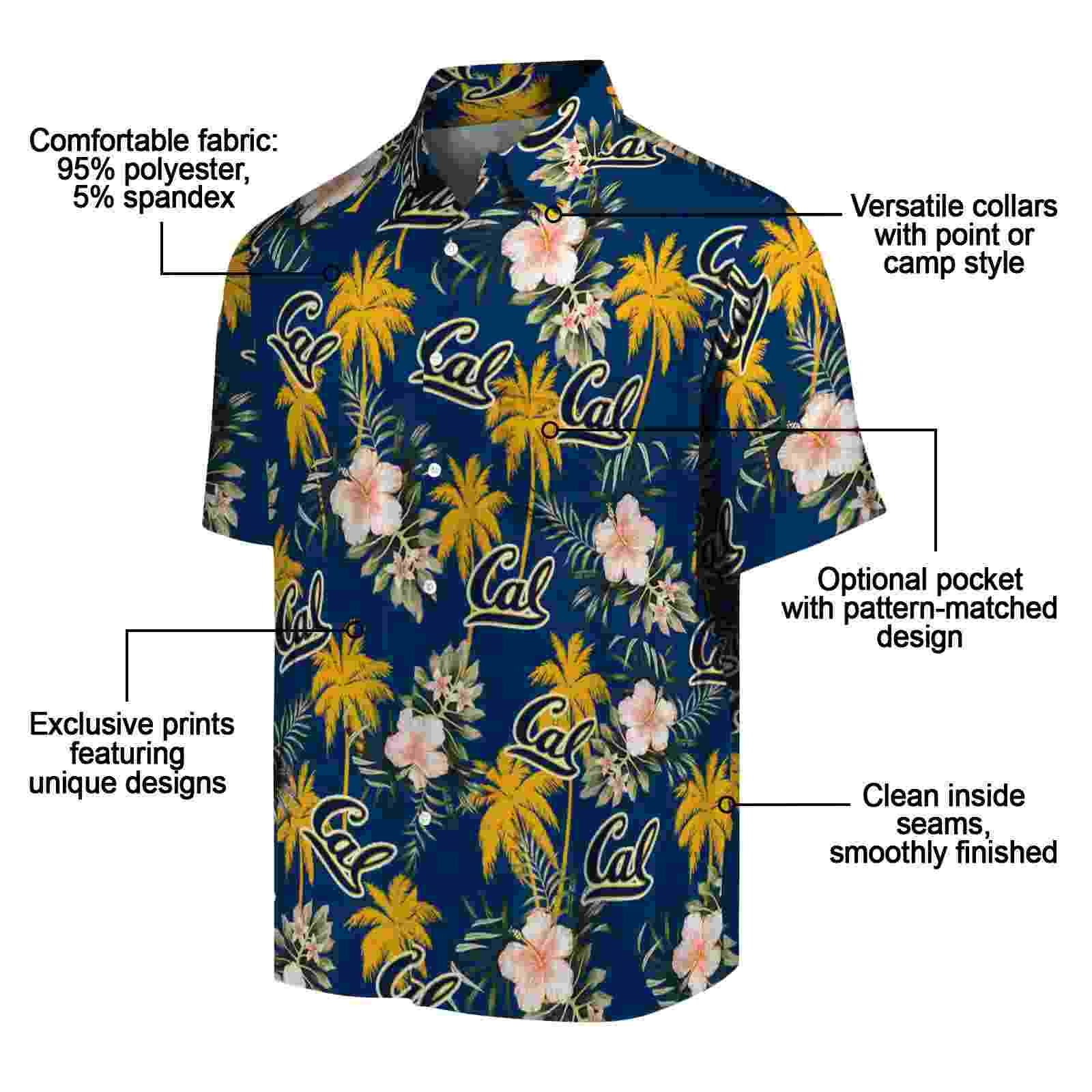 california golden bears palm tree flower blue hawaiian shirt new arrival