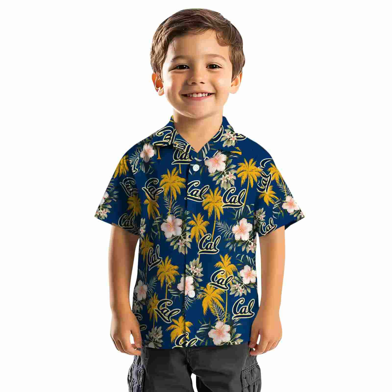 california golden bears palm tree flower blue hawaiian shirt top rated