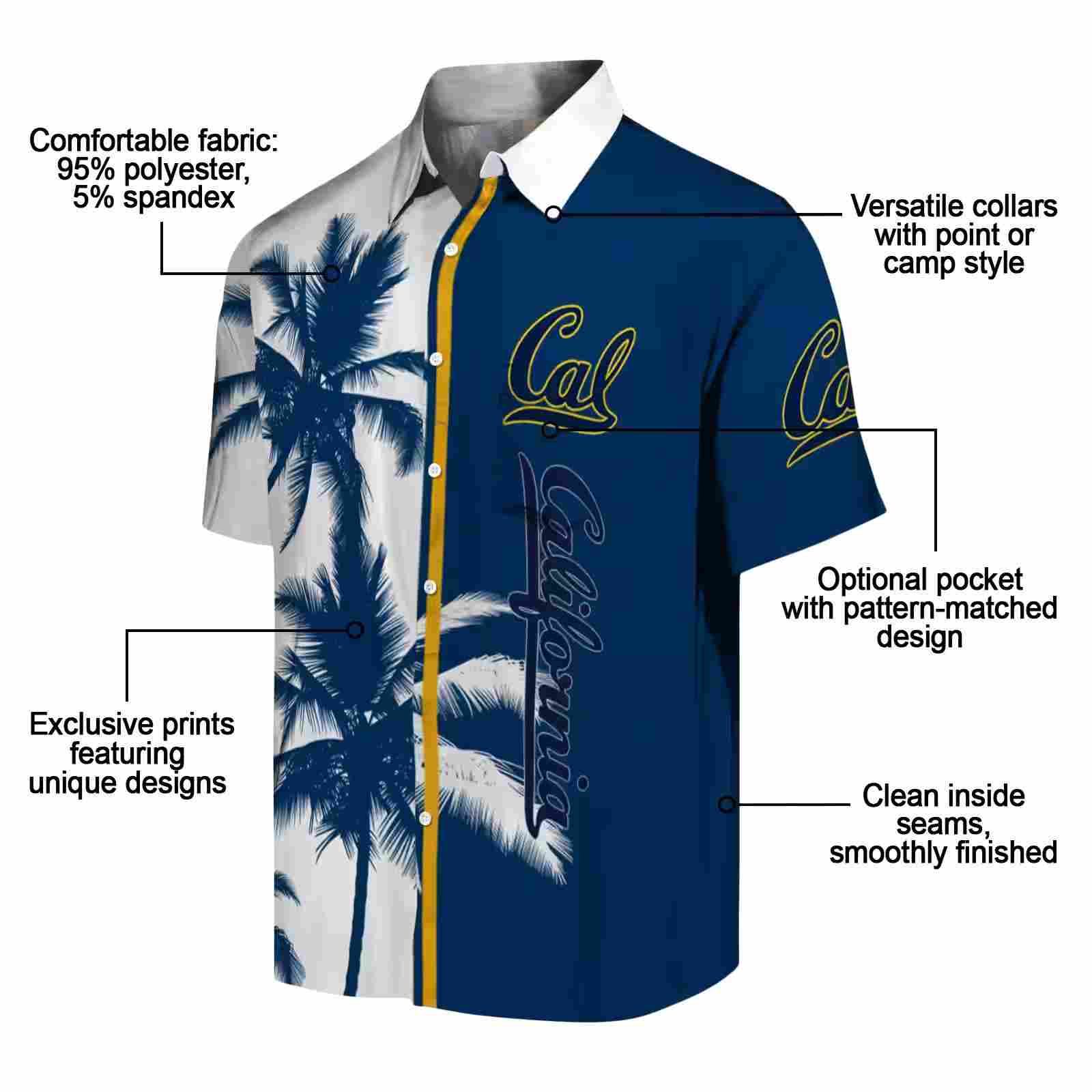 california golden bears palm trees blue white hawaiian shirt new arrival