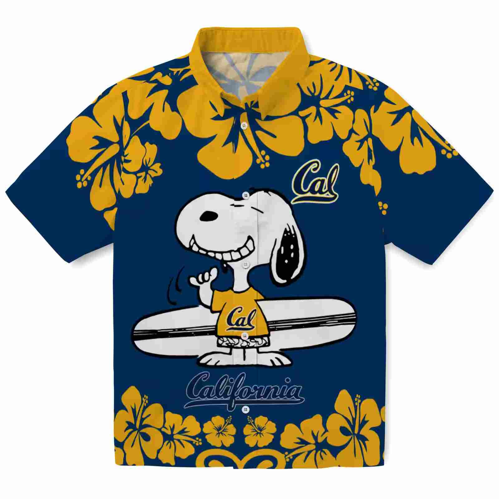 California Golden Bears Snoopy Surf Blue White Hawaiian Shirt