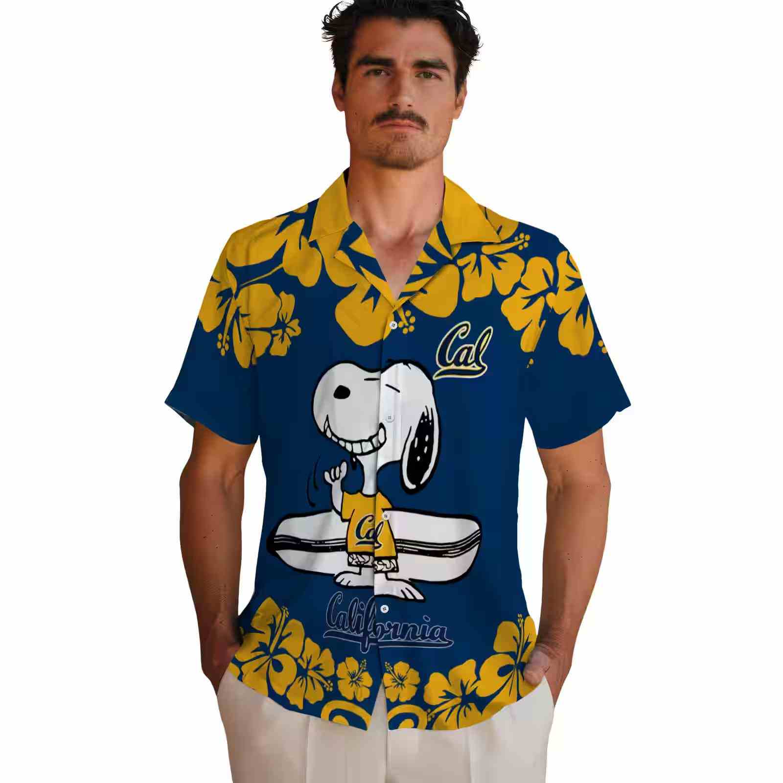 california golden bears snoopy surf blue white hawaiian shirt fashion forward