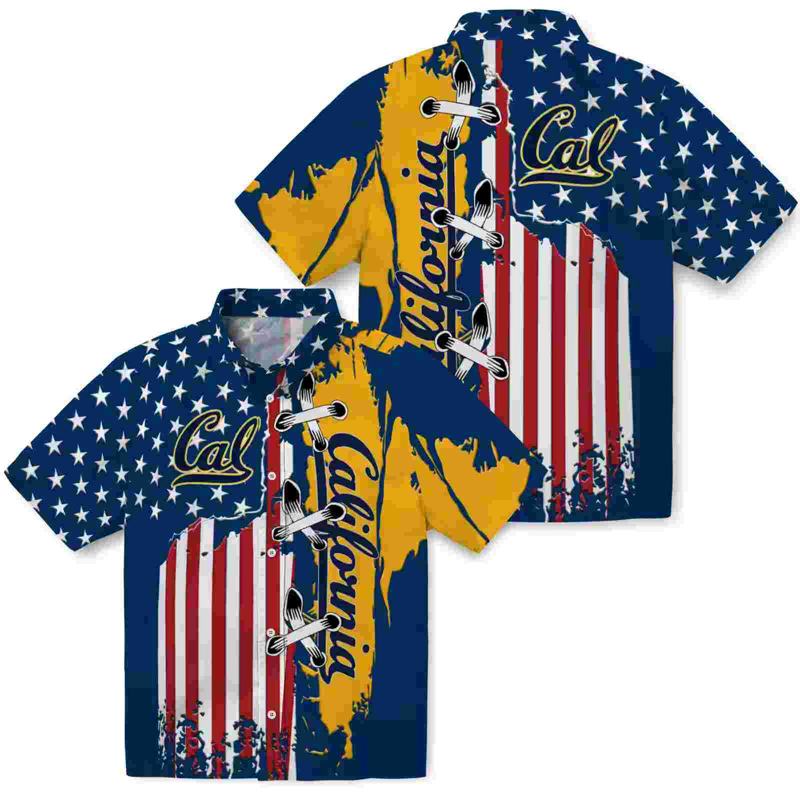 california golden bears stitched flag blue hawaiian shirt high quality