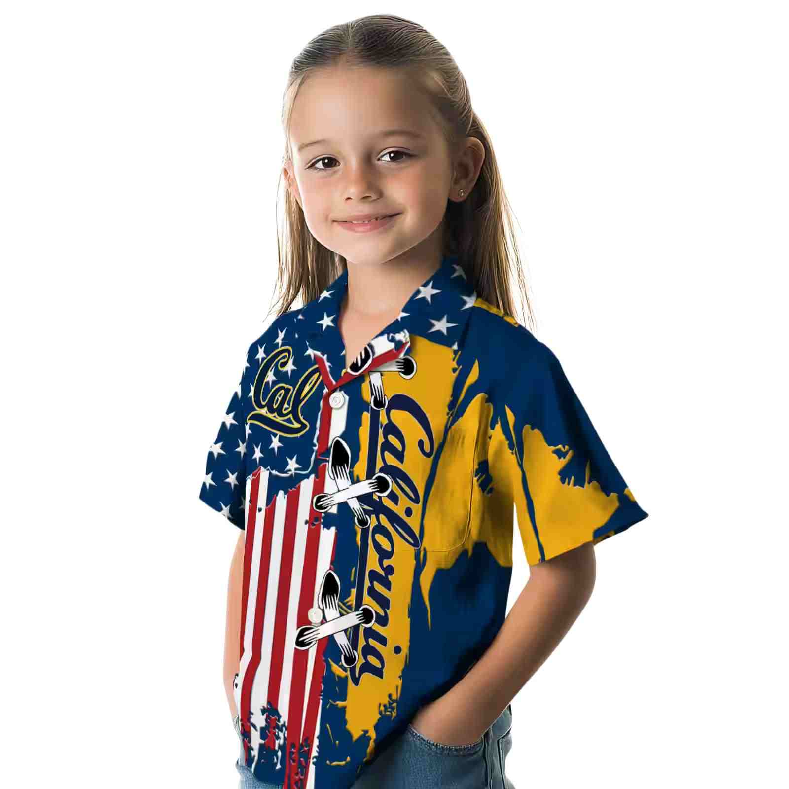 california golden bears stitched flag blue hawaiian shirt premium grade