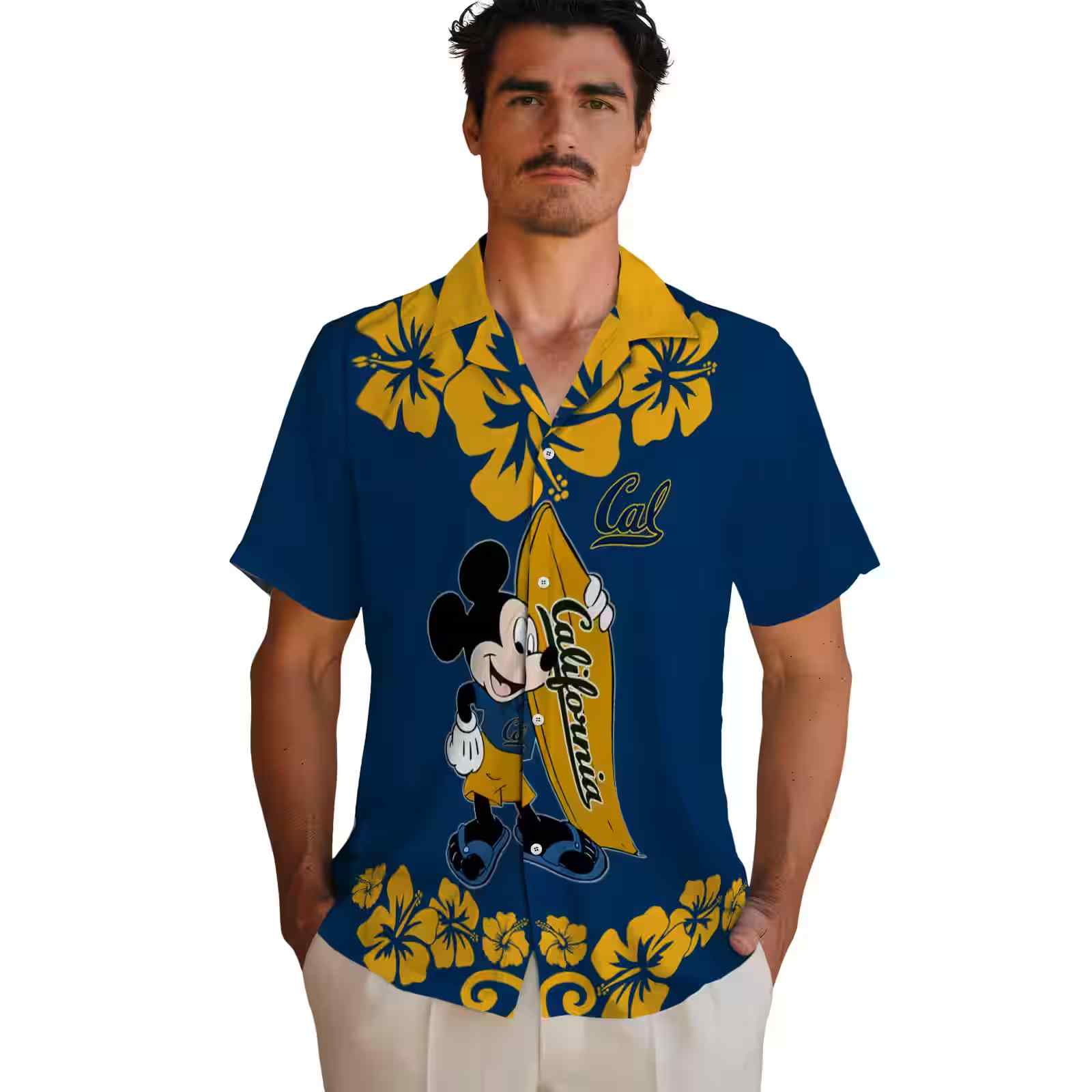 california golden bears surfing mickey blue hawaiian shirt fashion forward