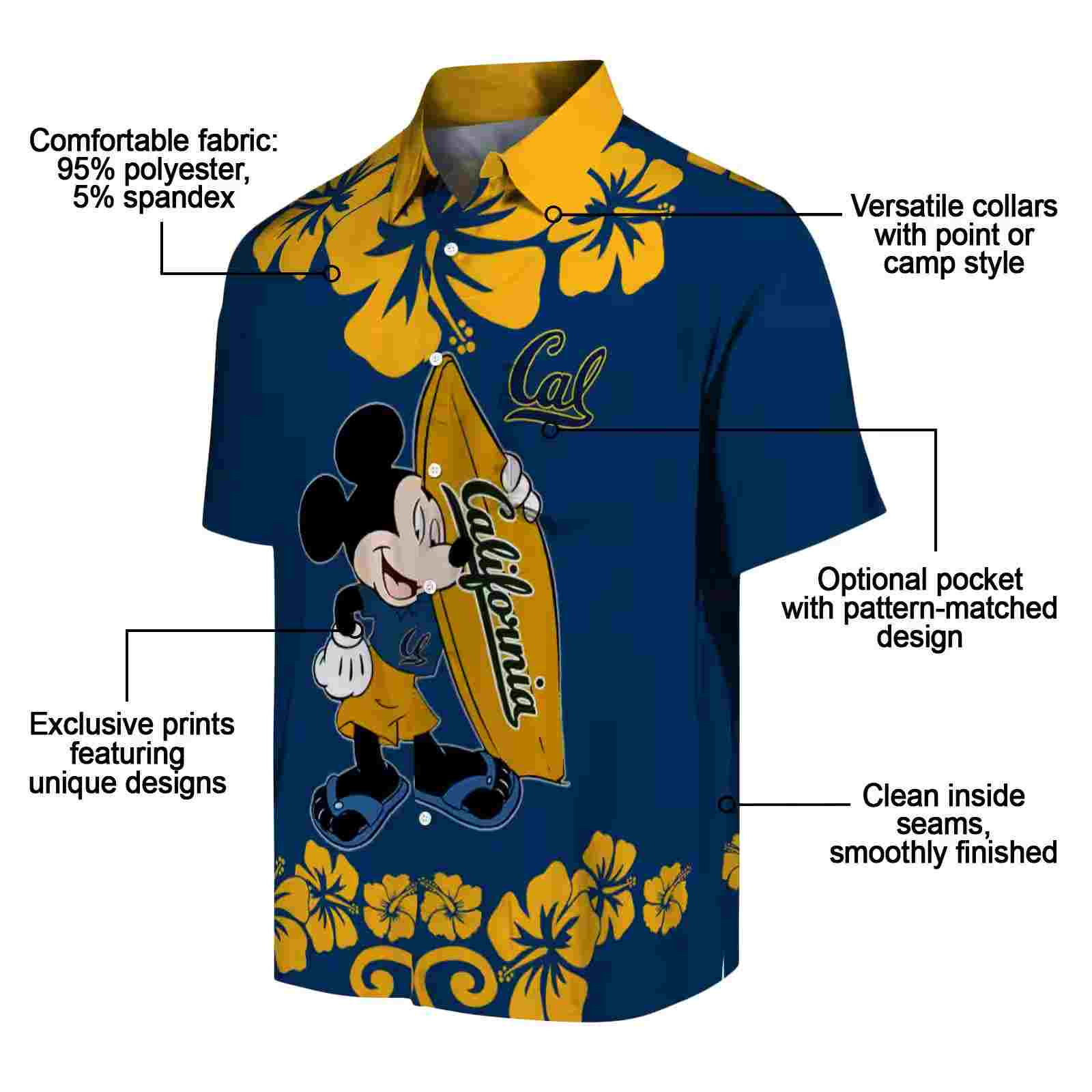 california golden bears surfing mickey blue hawaiian shirt new arrival