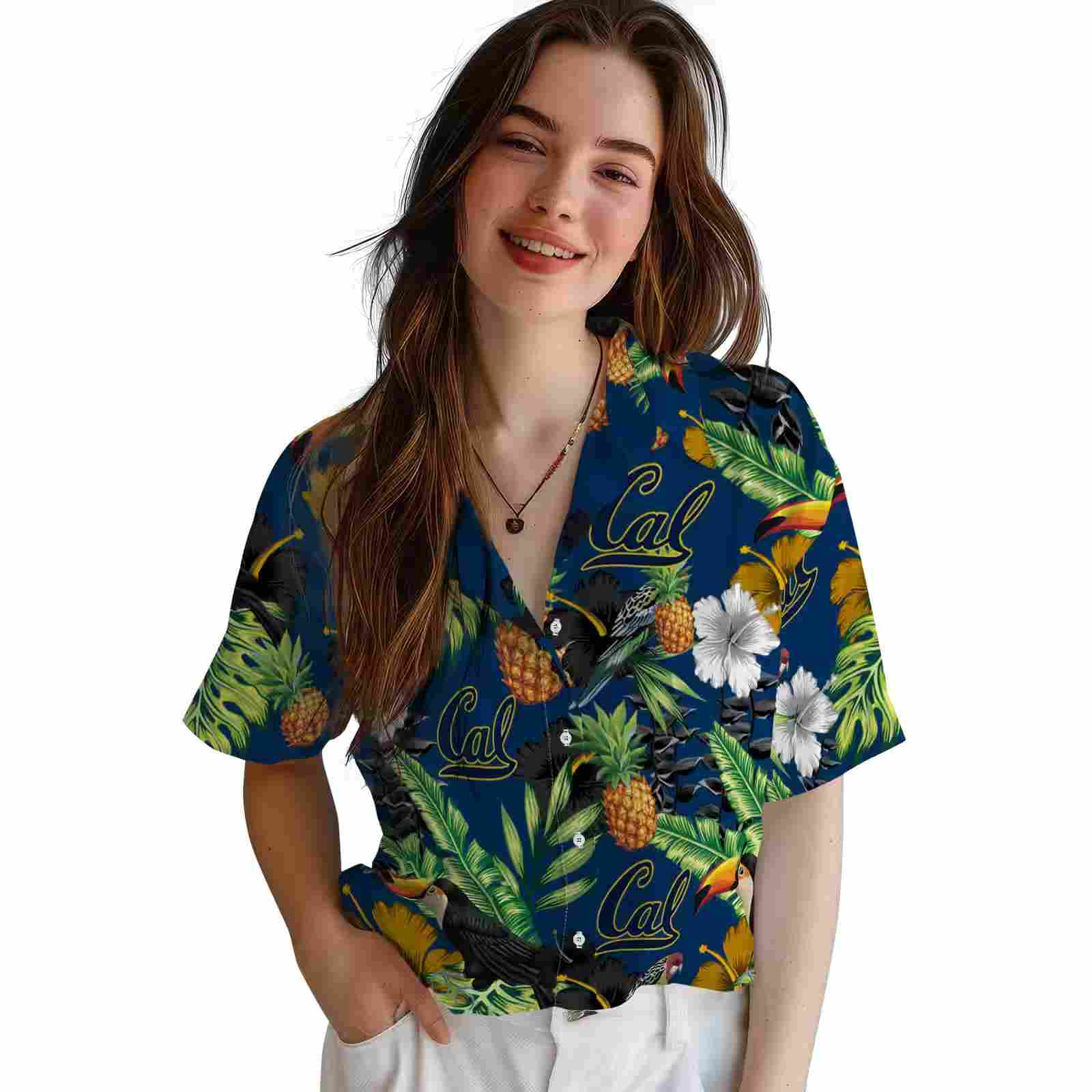 california golden bears toucan hibiscus pineapple blue green hawaiian shirt latest model