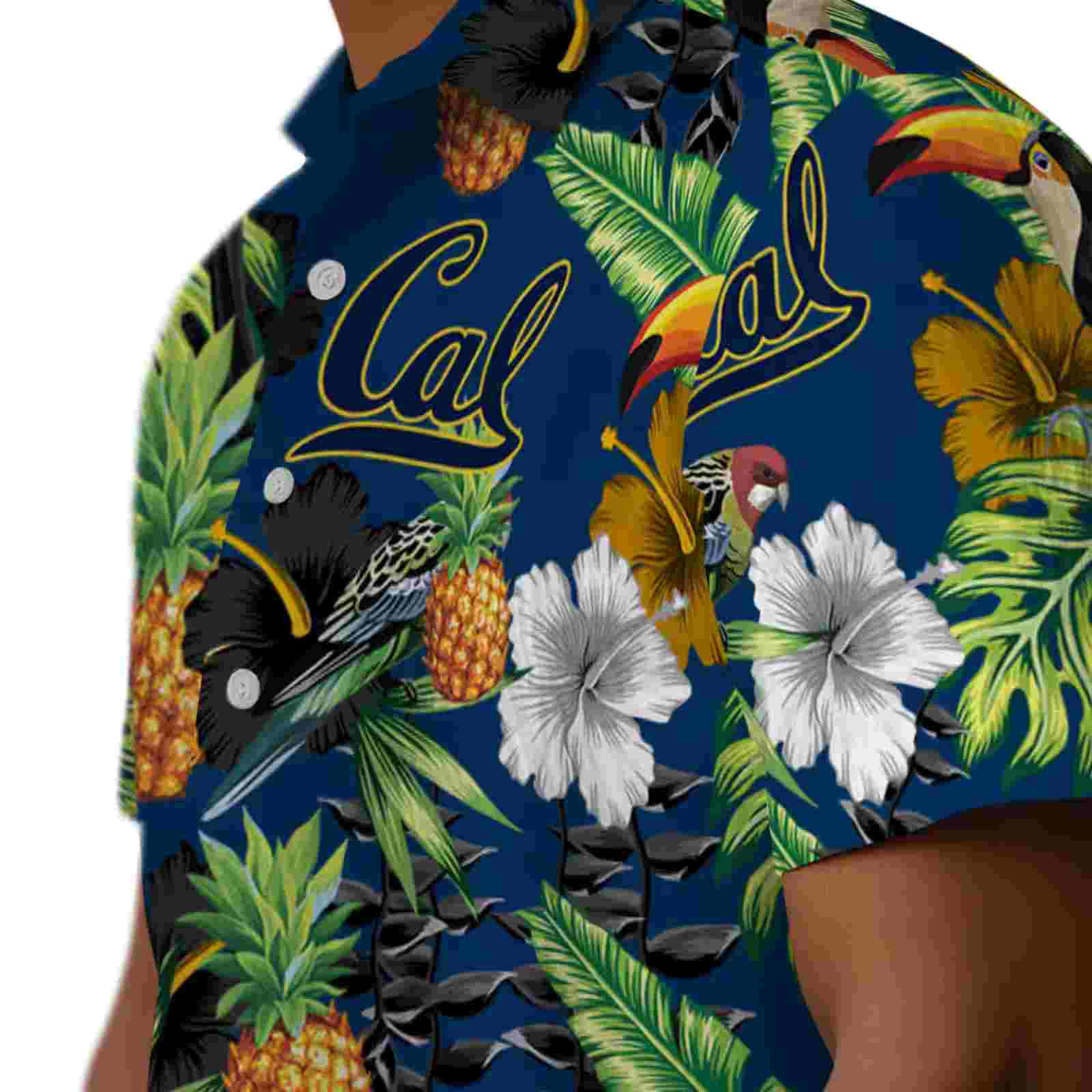 california golden bears toucan hibiscus pineapple blue green hawaiian shirt trendy