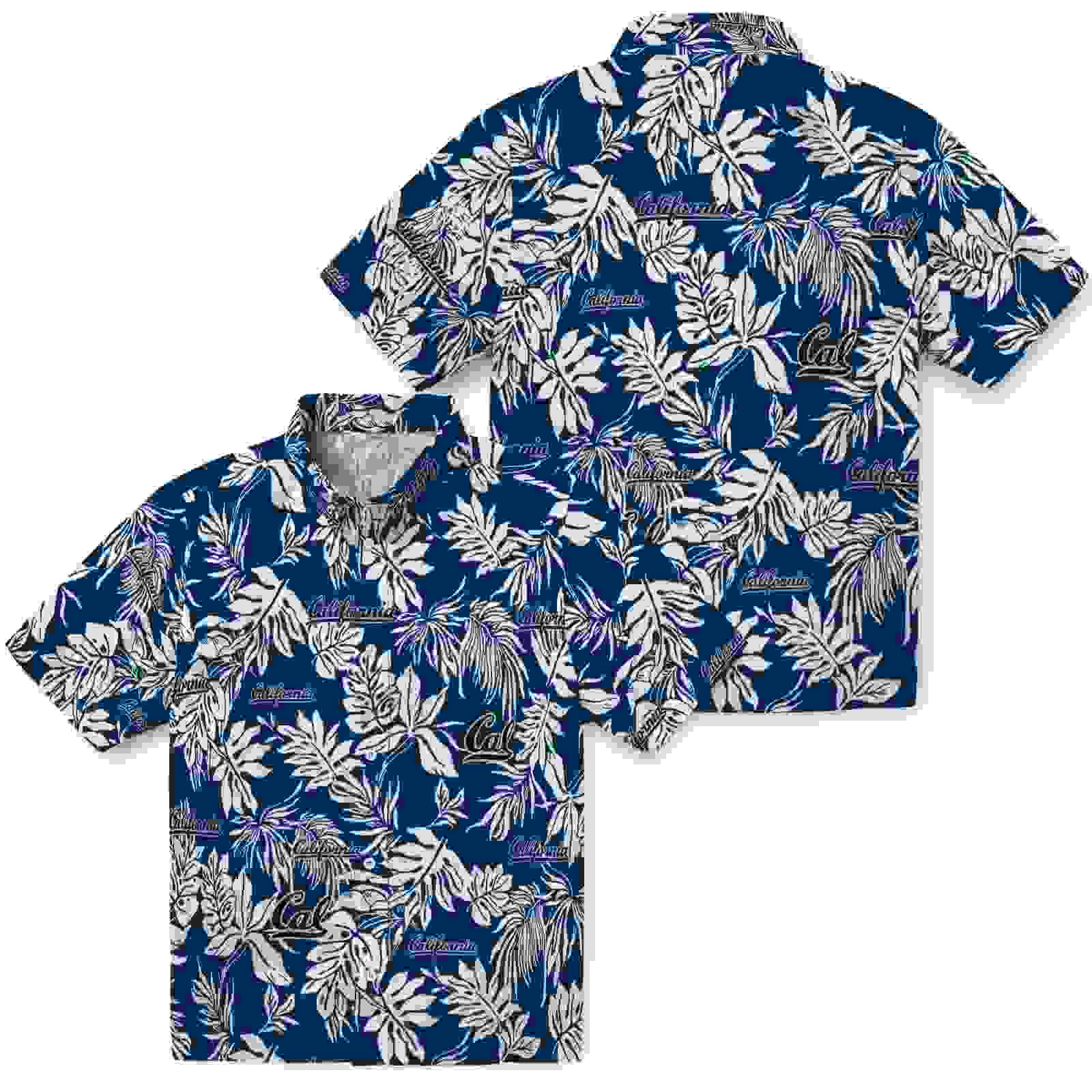 california golden bears tropical leaf blue white hawaiian shirt high quality