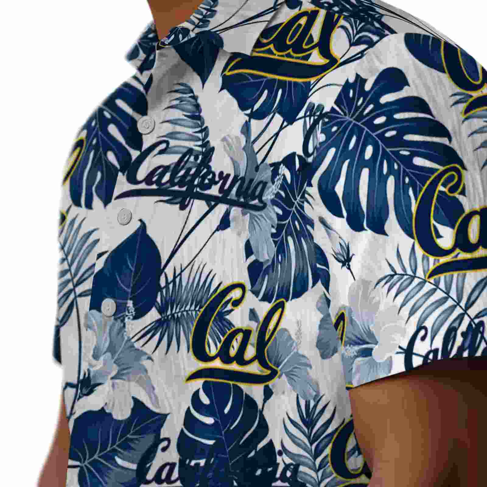 california golden bears tropical plants blue white hawaiian shirt trendy