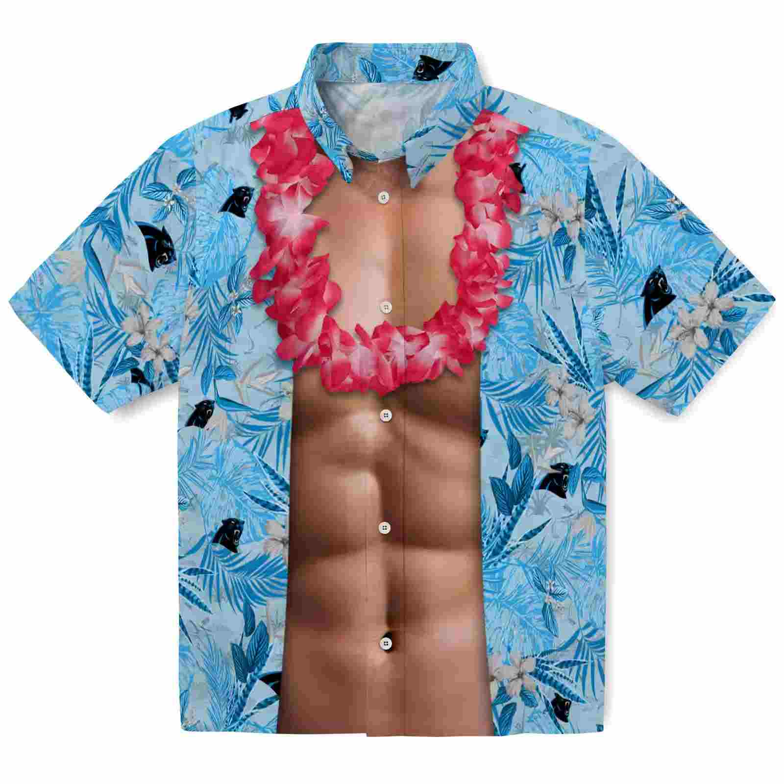 Carolina Panthers Chest Illusion Blue Hawaiian Shirt