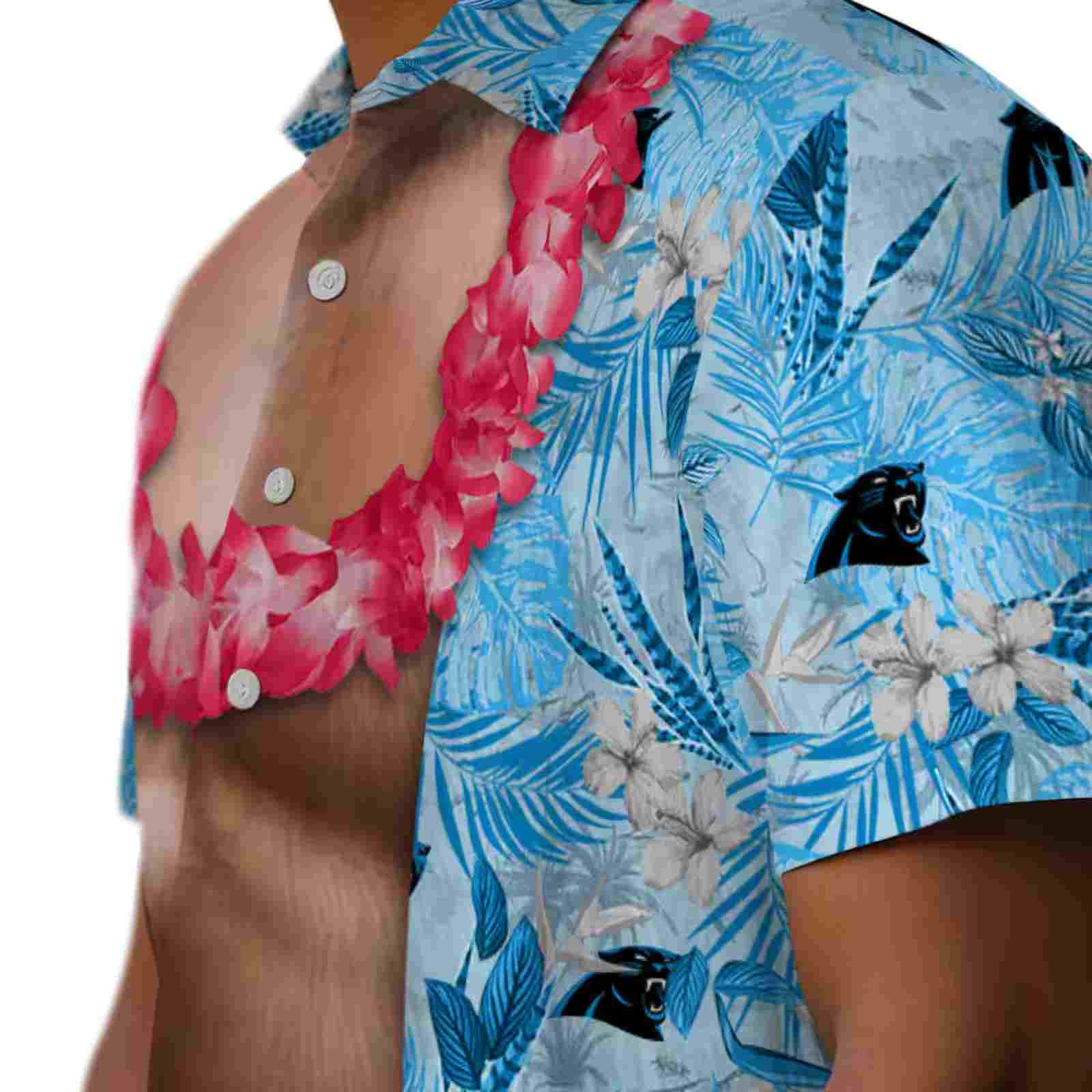 carolina panthers chest illusion blue hawaiian shirt trendy