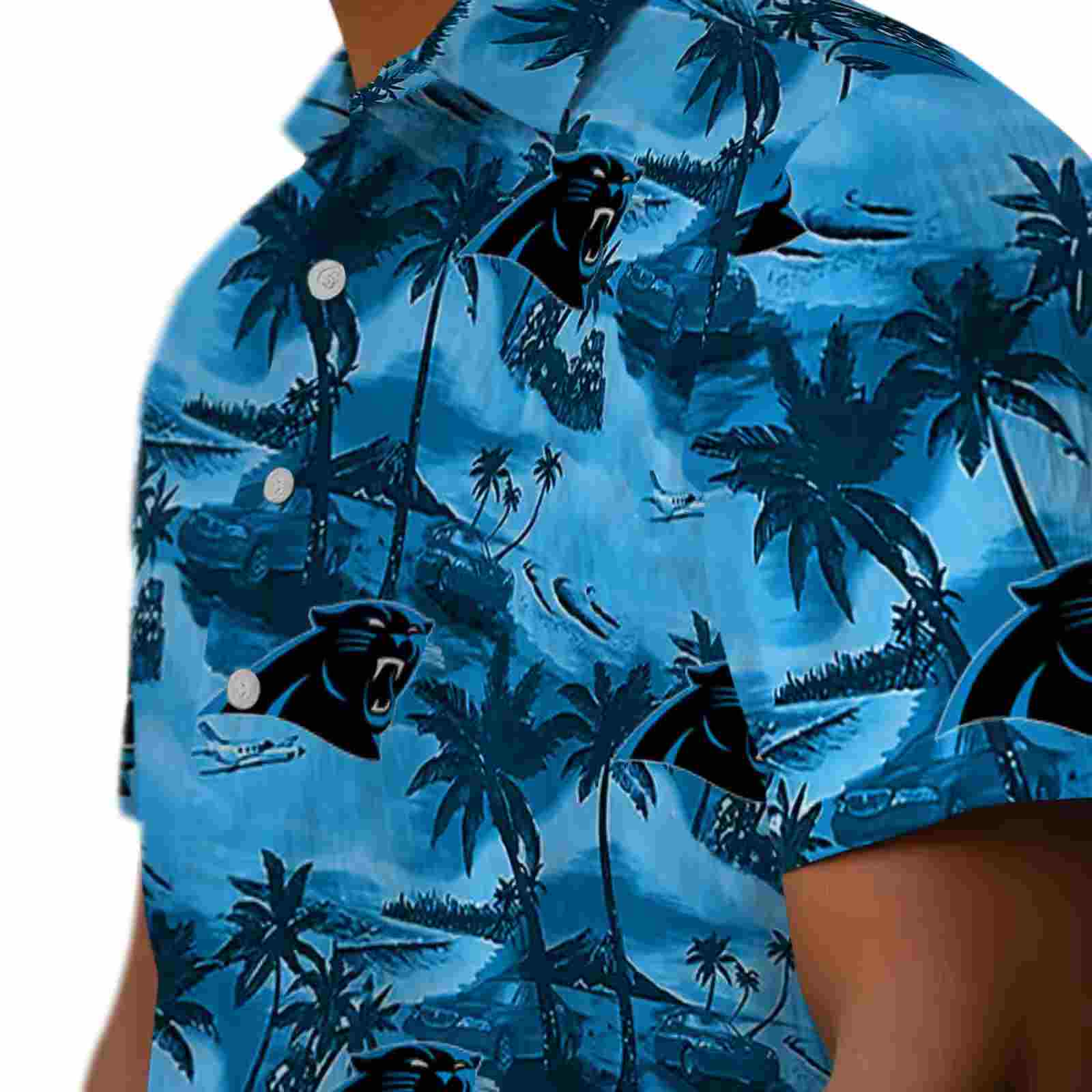 carolina panthers coastal palms blue hawaiian shirt trendy