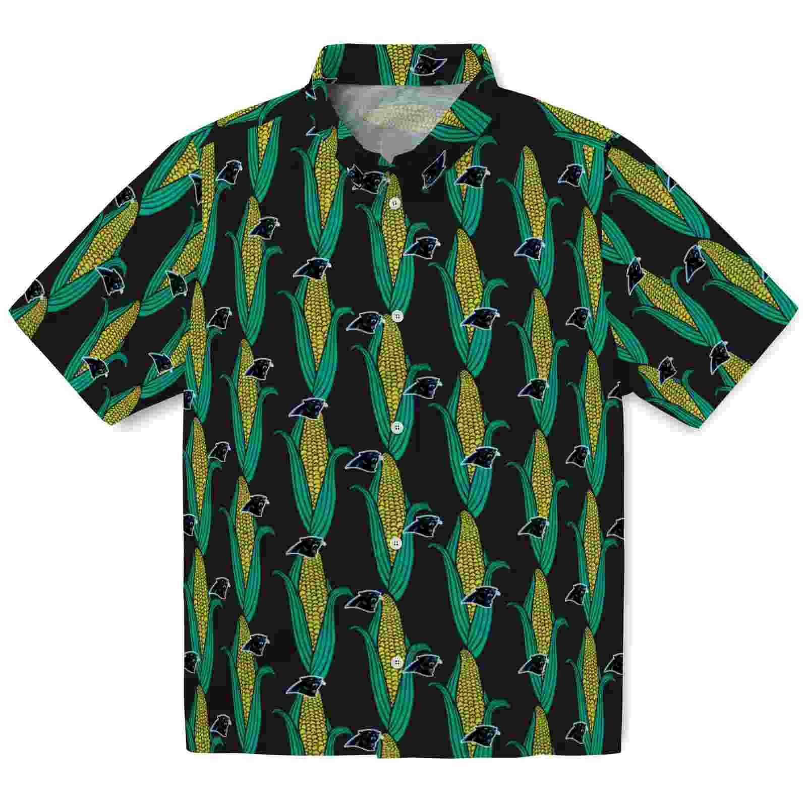 Carolina Panthers Corn Motifs Black Green Hawaiian Shirt