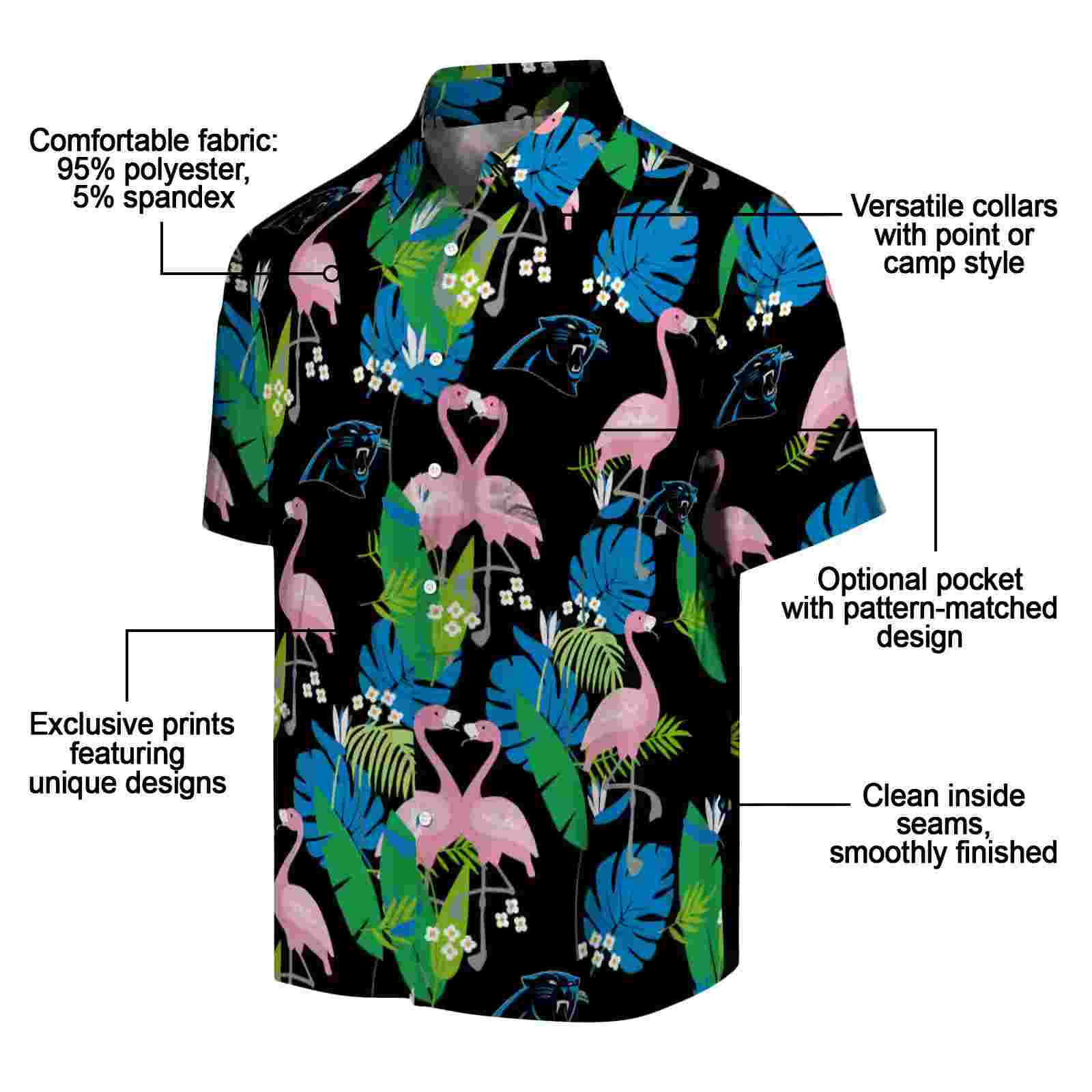 carolina panthers flamingo foliage blue green hawaiian shirt new arrival