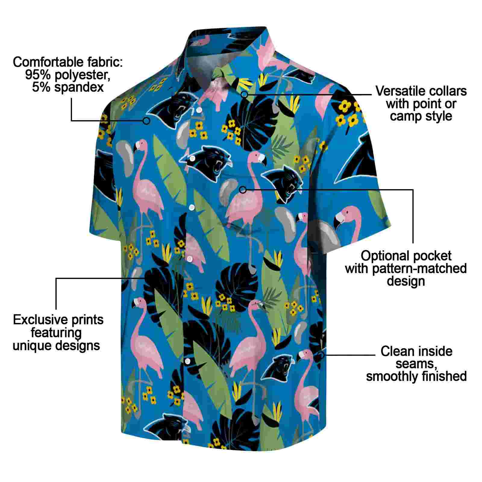 carolina panthers flamingo leaves blue hawaiian shirt new arrival