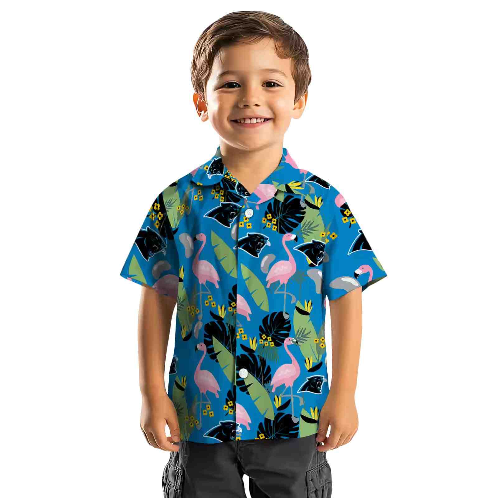 carolina panthers flamingo leaves blue hawaiian shirt top rated