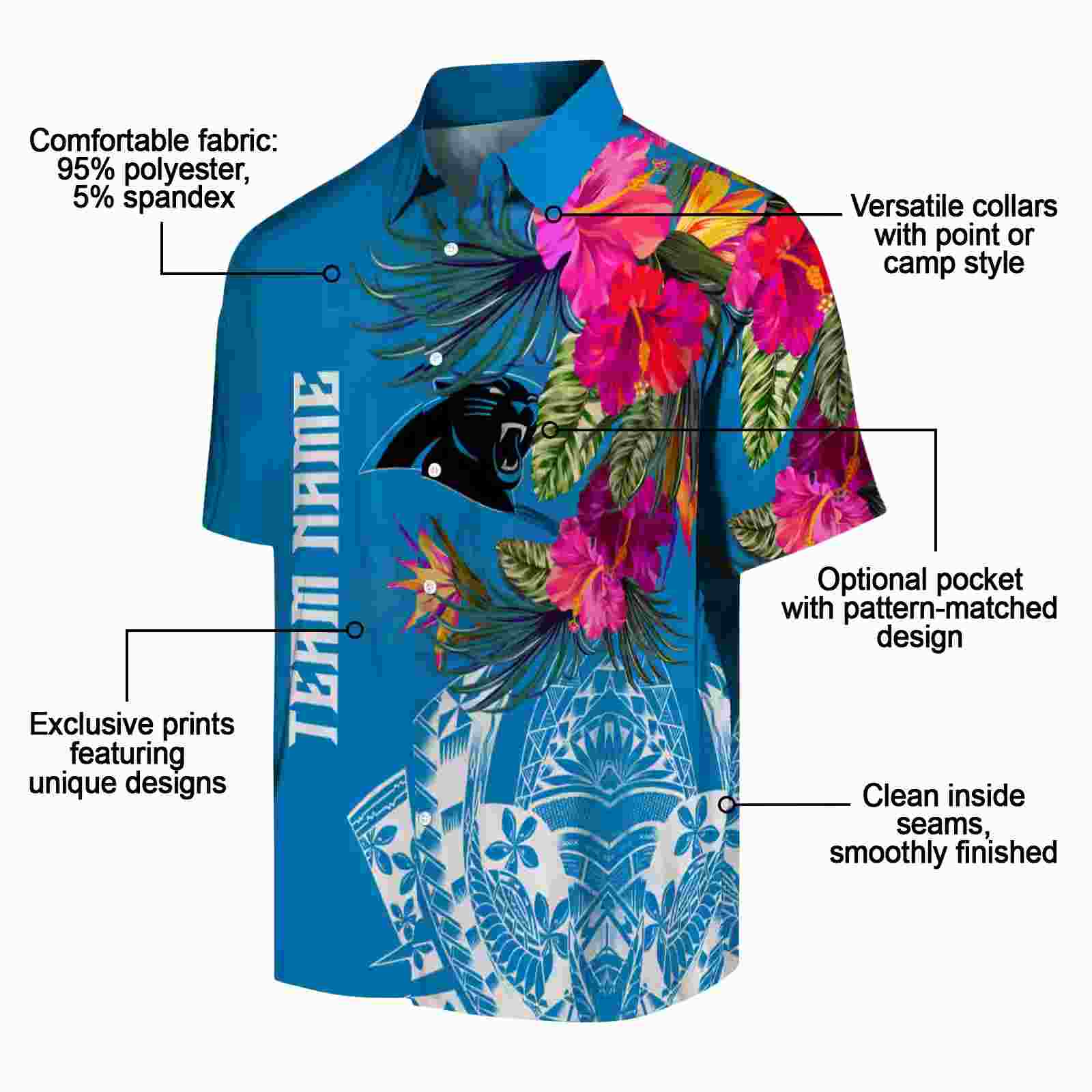 carolina panthers floral polynesian blue hawaiian shirt new arrival