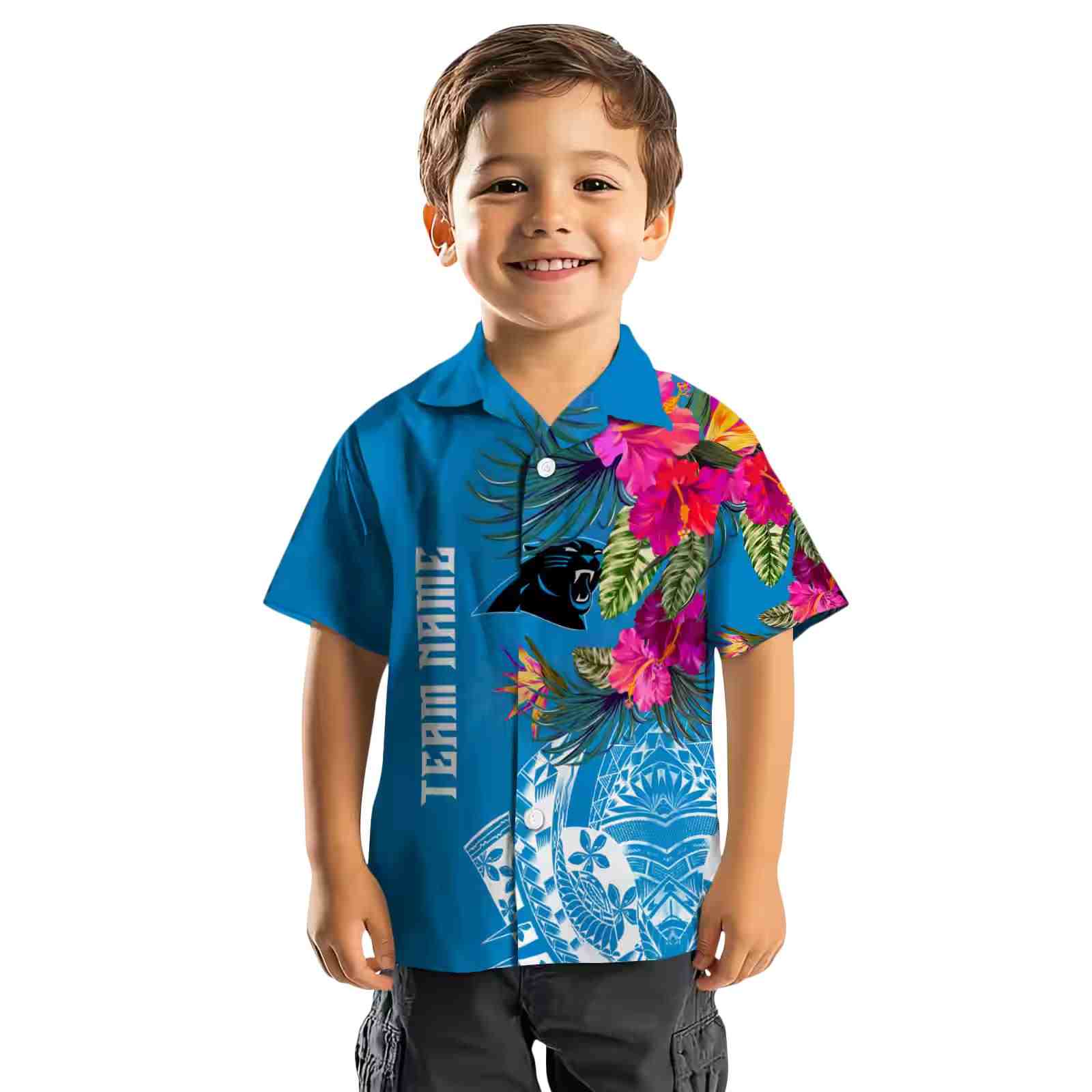 carolina panthers floral polynesian blue hawaiian shirt top rated