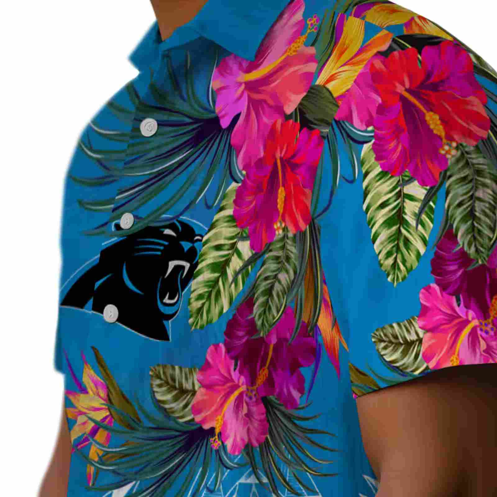 carolina panthers floral polynesian blue hawaiian shirt trendy