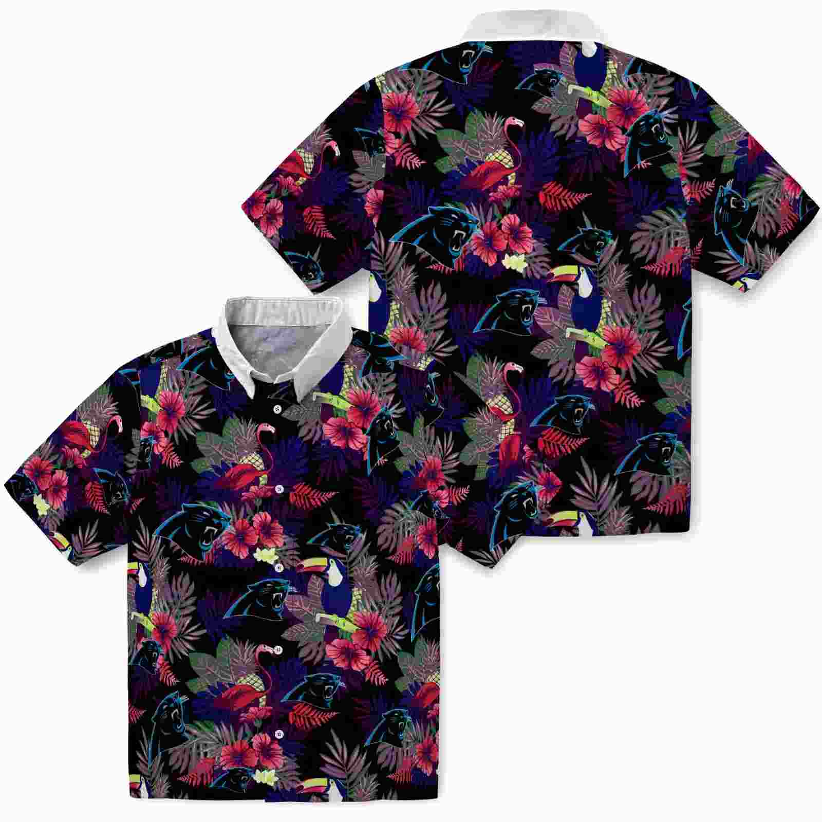 carolina panthers floral toucan blue red hawaiian shirt high quality