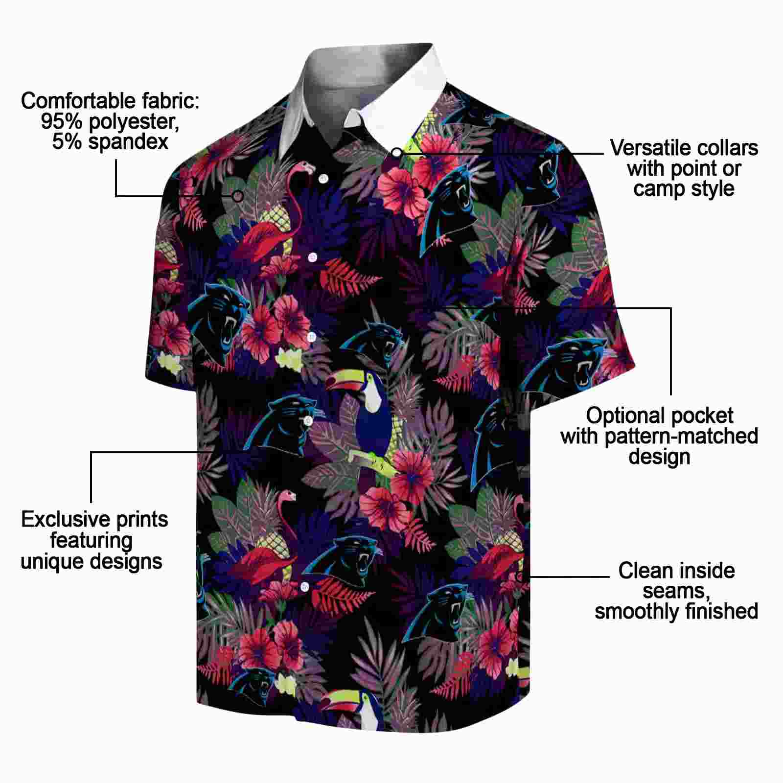 carolina panthers floral toucan blue red hawaiian shirt new arrival